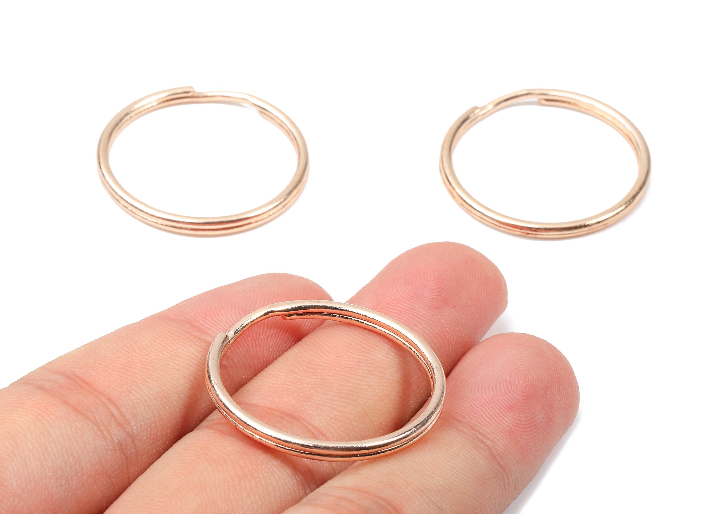 Rose Gold Metal Key Rings - Split Rings - Circle Key Rings - Keychain Connectors - Key Ring Findings - 29.37x29.37x1.73mm - PP2853R - DOMEDBAZAAR