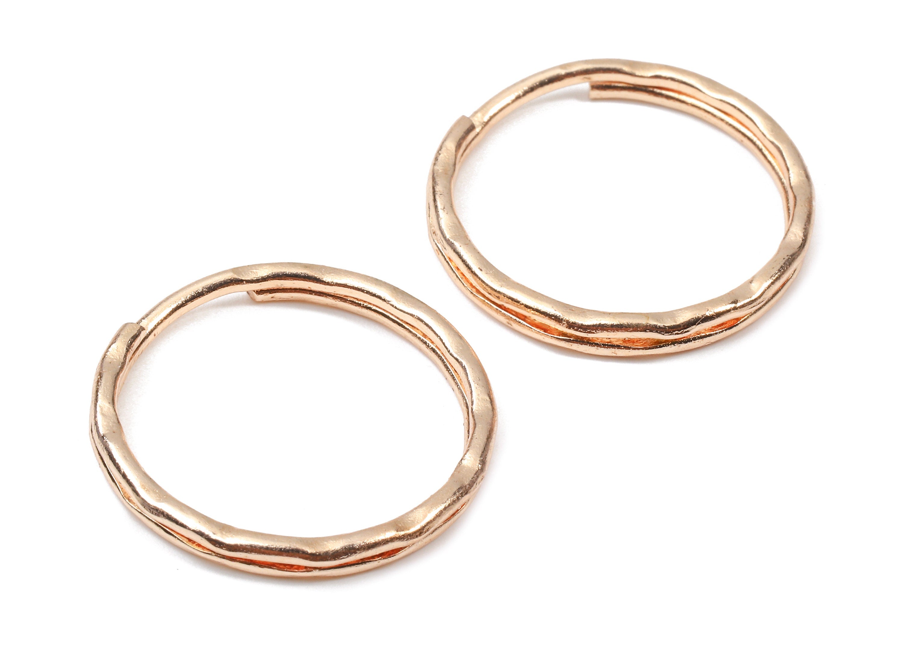 Rose Gold Metal Key Rings - Split Rings - Circle Key Rings - Keychain Connectors - Key Ring Findings - 24.67x24.67x1.5mm - PP2854R - DOMEDBAZAAR