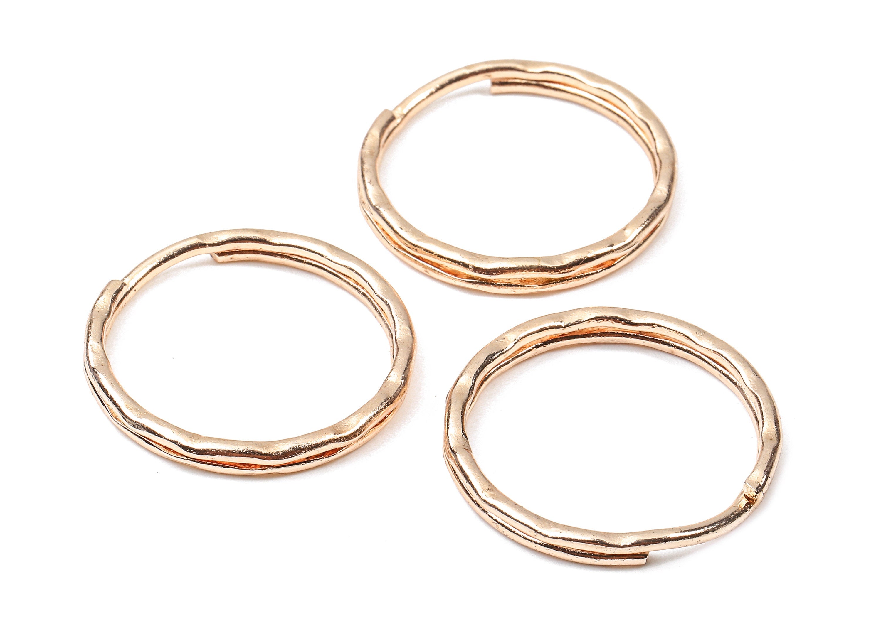 Rose Gold Metal Key Rings - Split Rings - Circle Key Rings - Keychain Connectors - Key Ring Findings - 24.67x24.67x1.5mm - PP2854R - DOMEDBAZAAR