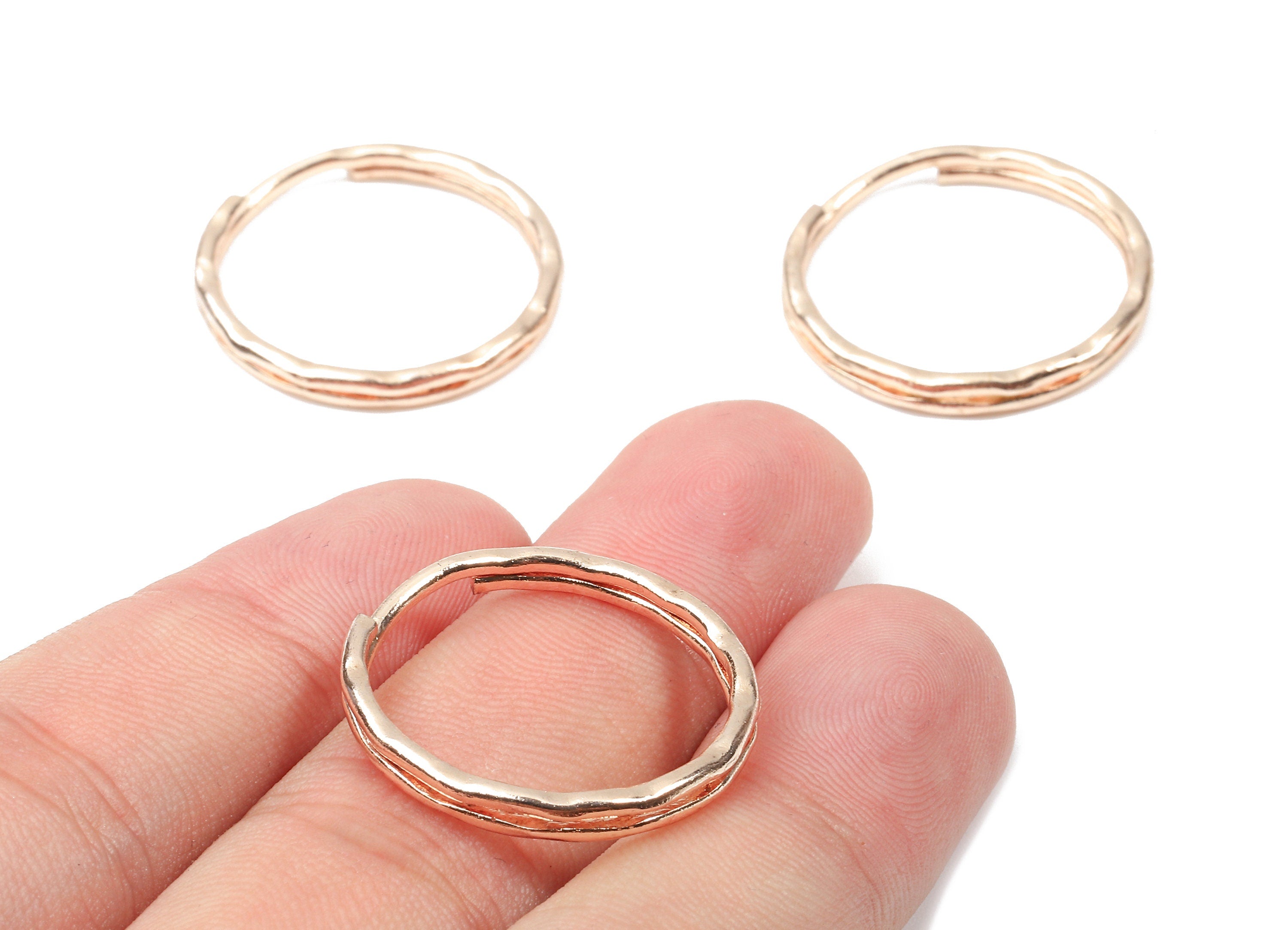 Rose Gold Metal Key Rings - Split Rings - Circle Key Rings - Keychain Connectors - Key Ring Findings - 24.67x24.67x1.5mm - PP2854R - DOMEDBAZAAR