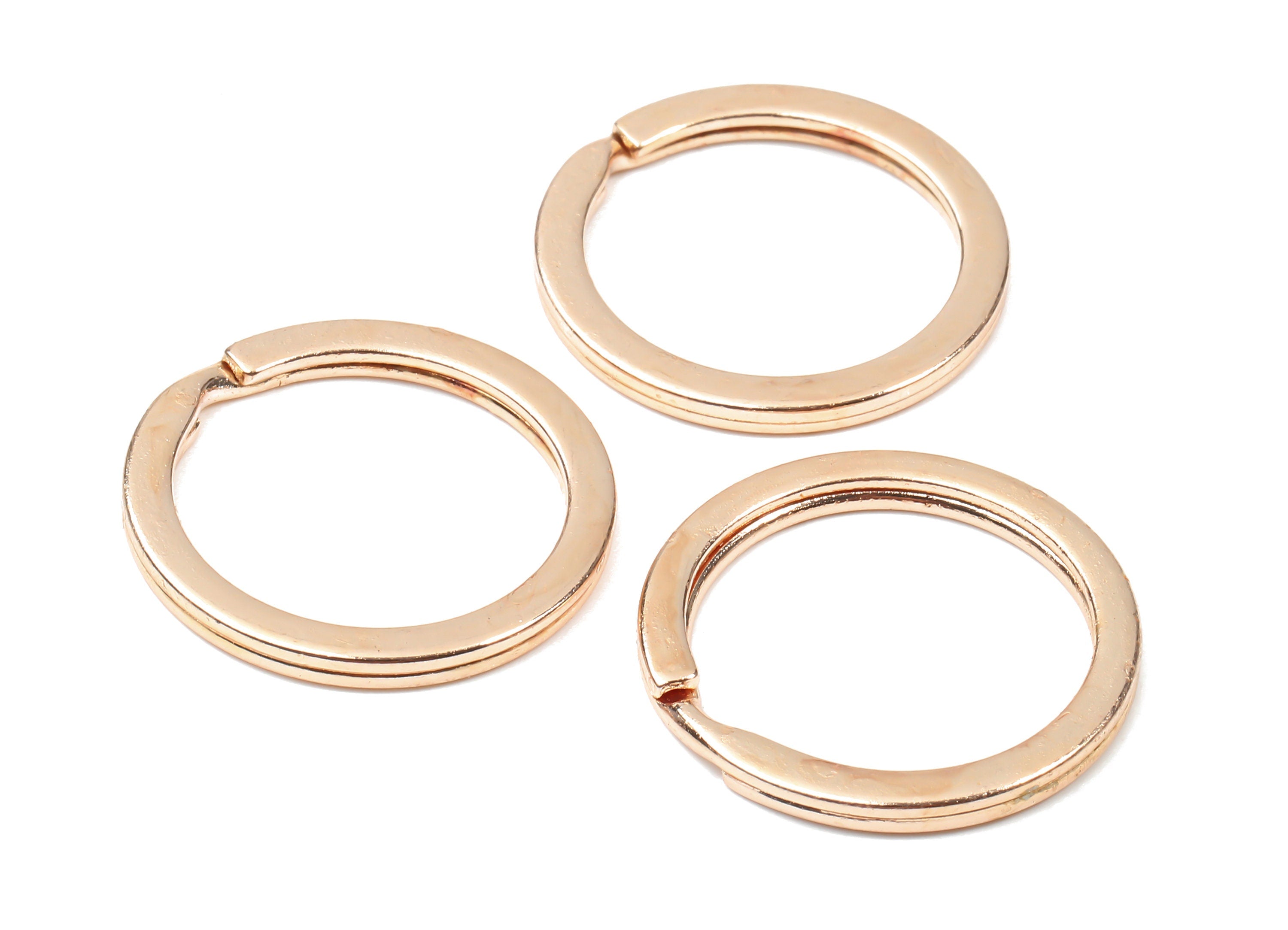 Rose Gold Metal Key Rings - Flat Split Rings - Circle Key Rings - Keychain Connectors - Jewelry Supplies - 25.01x25.01x1.8mm - PP2857R - DOMEDBAZAAR