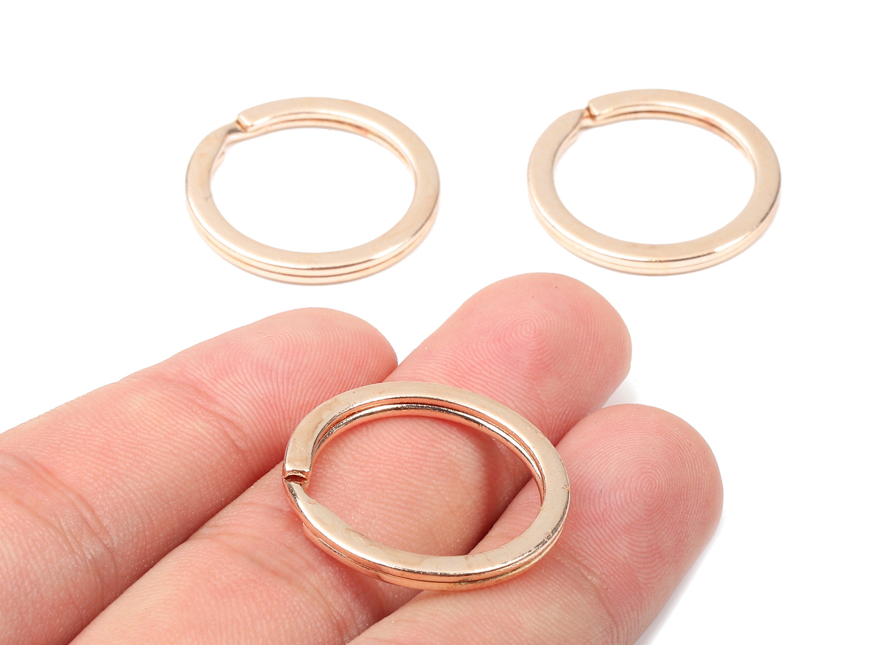 Rose Gold Metal Key Rings - Flat Split Rings - Circle Key Rings - Keychain Connectors - Jewelry Supplies - 25.01x25.01x1.8mm - PP2857R - DOMEDBAZAAR