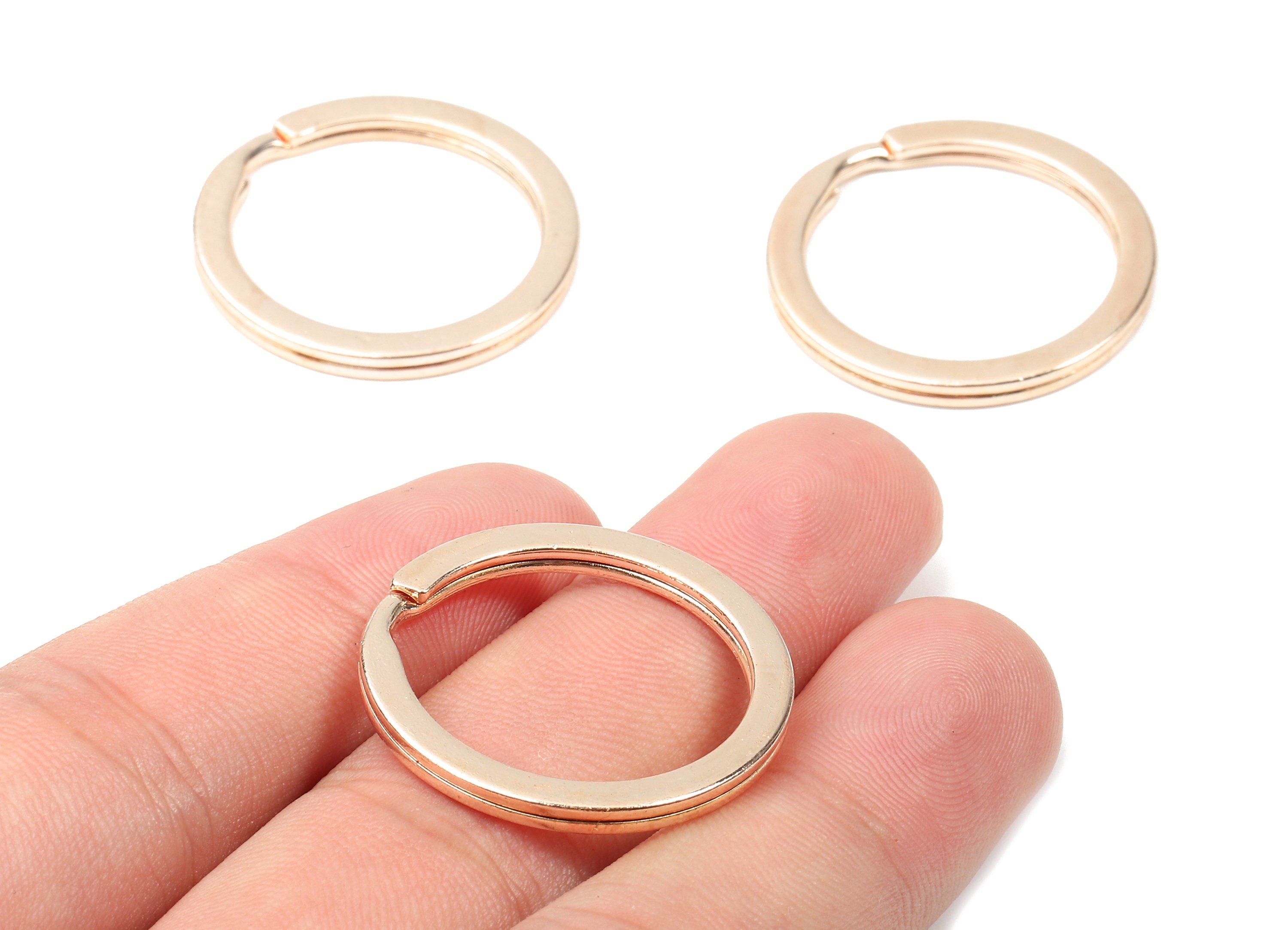 Rose Gold Metal Key Rings - Flat Split Rings - Circle Key Rings - Keychain Connectors - Jewelry Supplies - 27.77x27.77x2mm - PP2858R - DOMEDBAZAAR