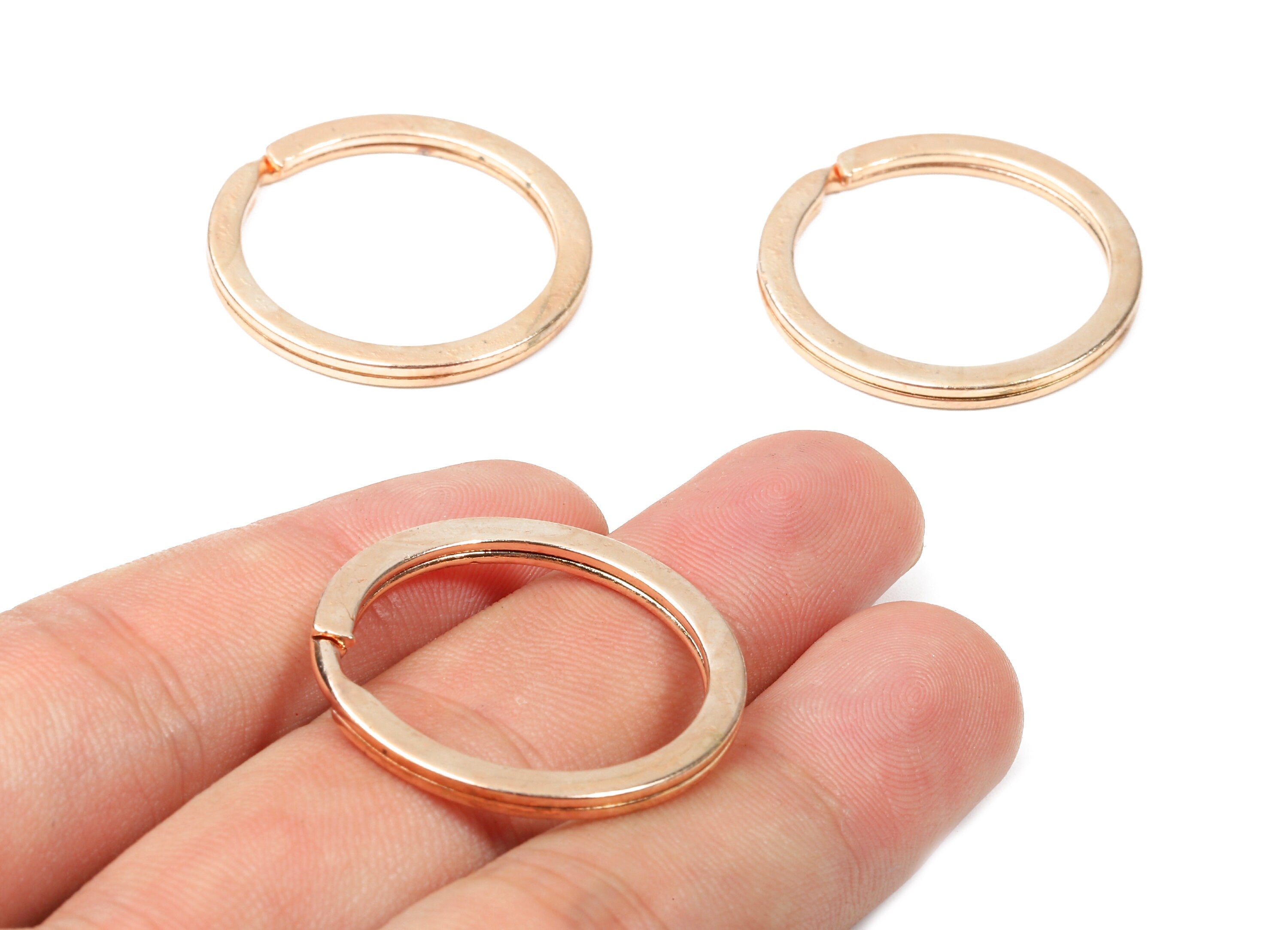 Rose Gold Metal Key Rings - Falt Split Rings - Circle Key Rings - Keychain Connectors - Key Ring Findings - 29.8x29.8x2mm - PP2859R - DOMEDBAZAAR