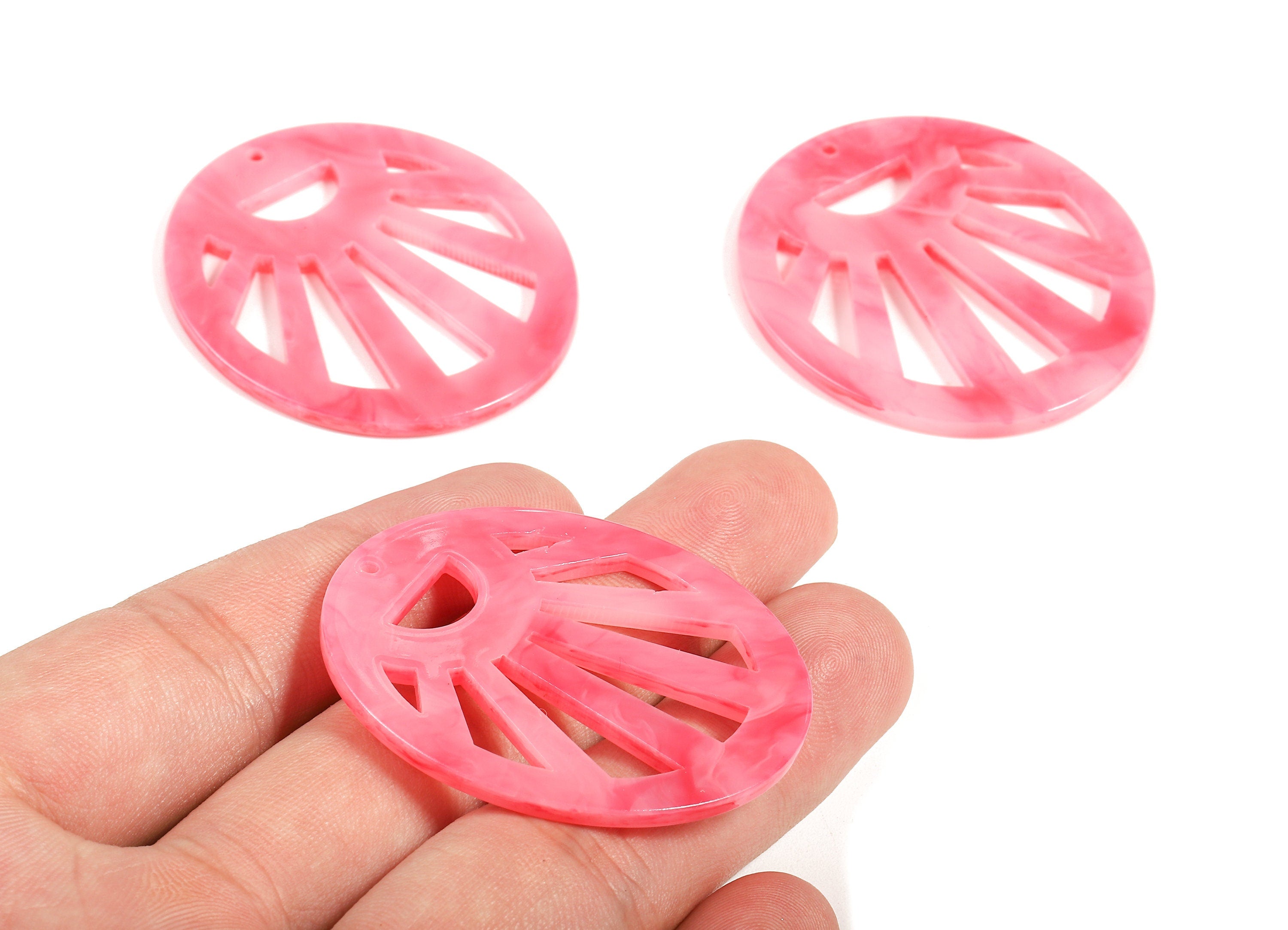 Acetate Round Charms - Round Earrings and Pendant - Earring Findings - Jewelry Supplies - Color Code:A379 - 44.64x39.82x2.55mm - AC1717-A379 - DOMEDBAZAAR