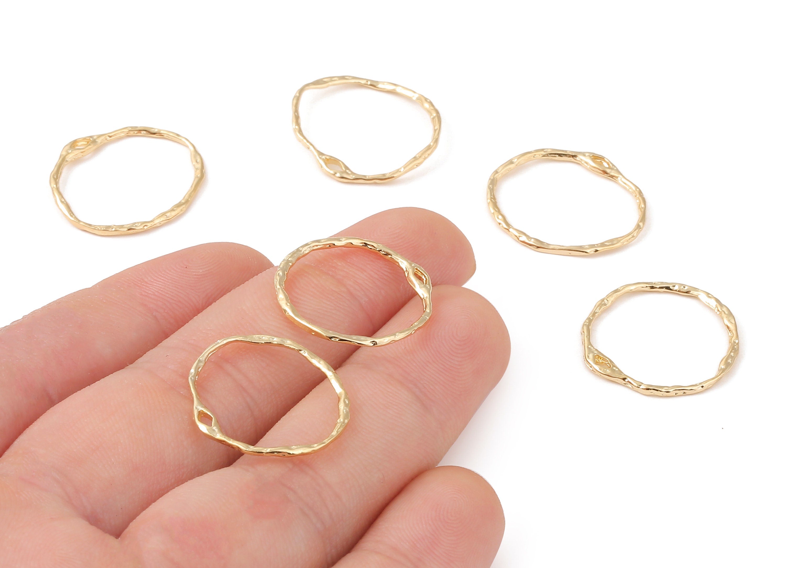 Brass Hoop Earring Charms - Brass Round Earring Pendant - 18K Real Gold Plated Brass - Jewelry Supplies - 20.95x20.36x1.14mm - RGP1200 - DOMEDBAZAAR