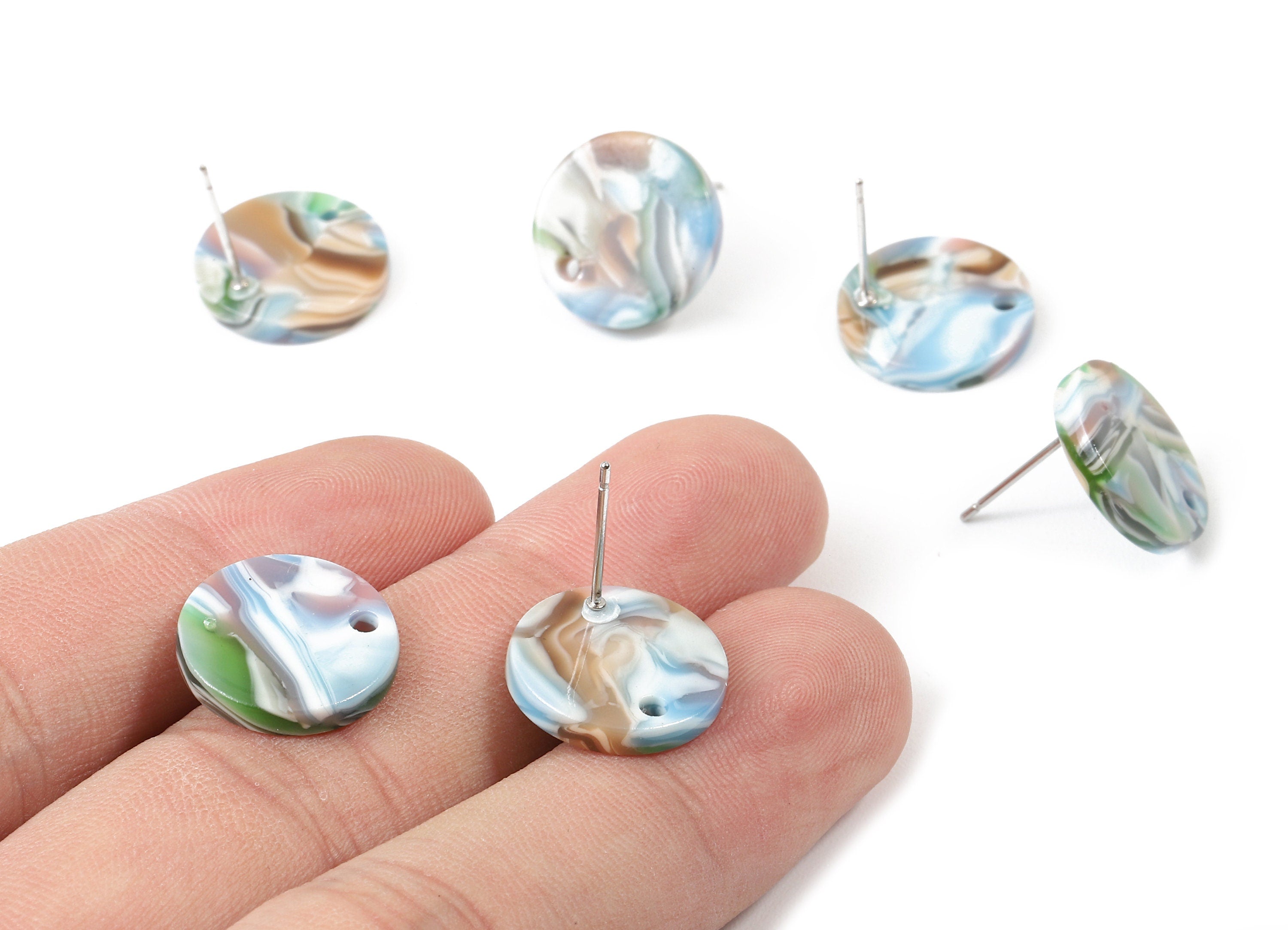 Acetate Round Earring Stud - Acetate Round Earring Post - Earring Stud Findings - Color Code: A240 - 14.6x14.6x2.28mm - AC1385-A240 - DOMEDBAZAAR