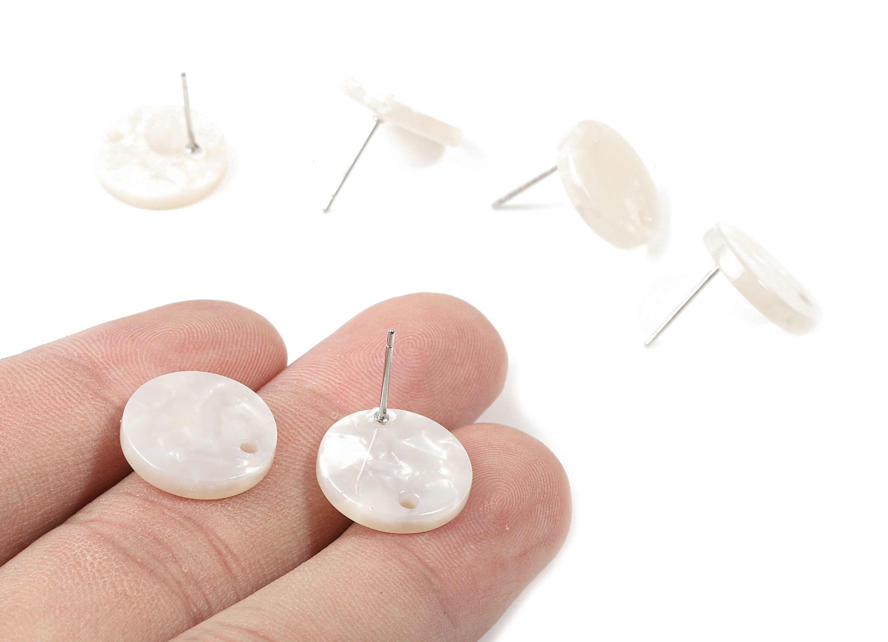 Acetate Round Earring Stud - Acetate Round Earring Post - Earring Post Findings - Color Code: A12 - 15x15x2.5mm - AC1672-A12 - DOMEDBAZAAR