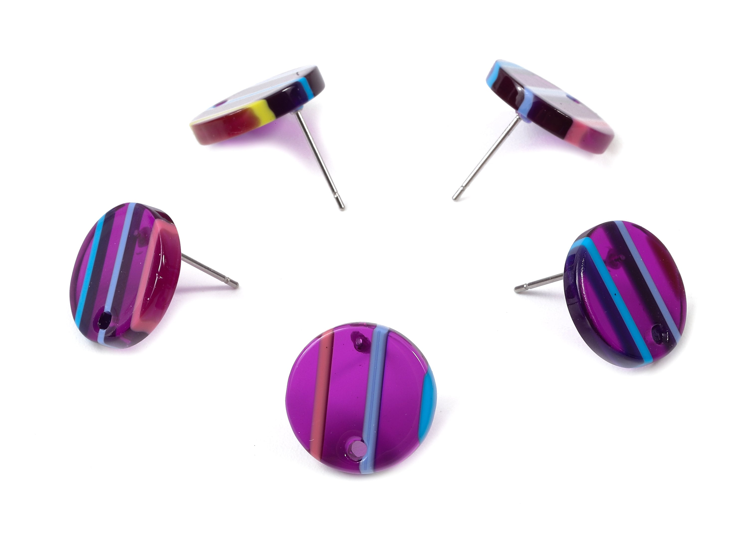 Acetate Round Earring Stud - Acetate Round Earring Post - Earring Post Findings - Color Code: A65 - 15x15x2.5mm - AC1672-A65 - DOMEDBAZAAR