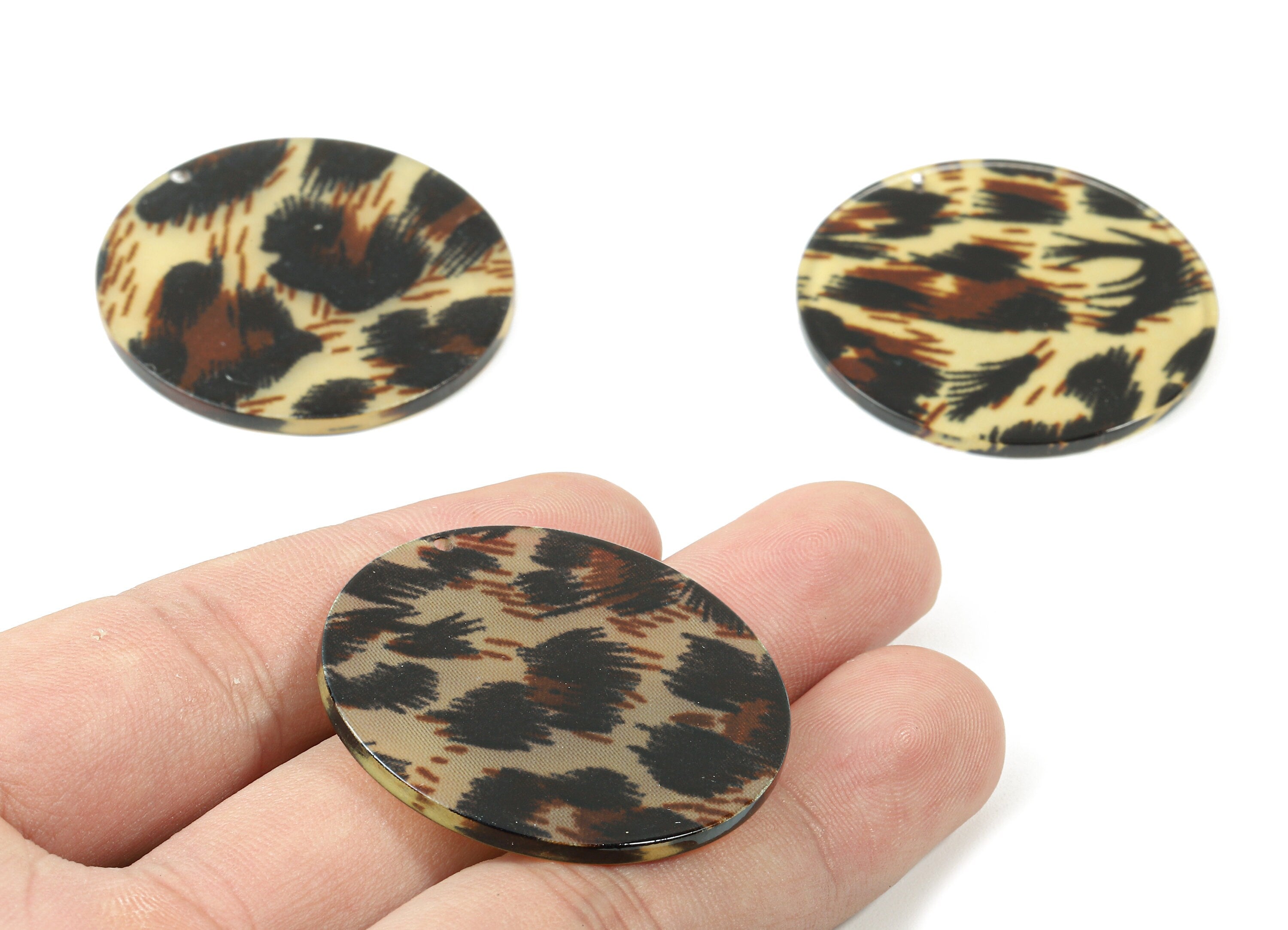 Acetate Round Charms - Coin Earring and Pendant - Earring Findings - Jewellery Supplies - Color Code: A129 - 37.57x37.6x2.55mm - AC1573-A129 - DOMEDBAZAAR