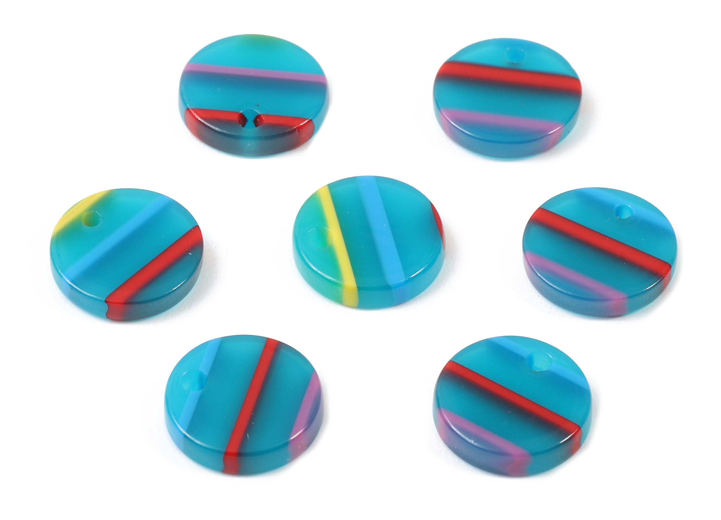 Acetate Round Charms - Round Earrings and Pendant - Earring Findings - Jewelry Supplies - Color Code: A139 - 12.9x12.9x2.7mm - AC1101-A139 - DOMEDBAZAAR