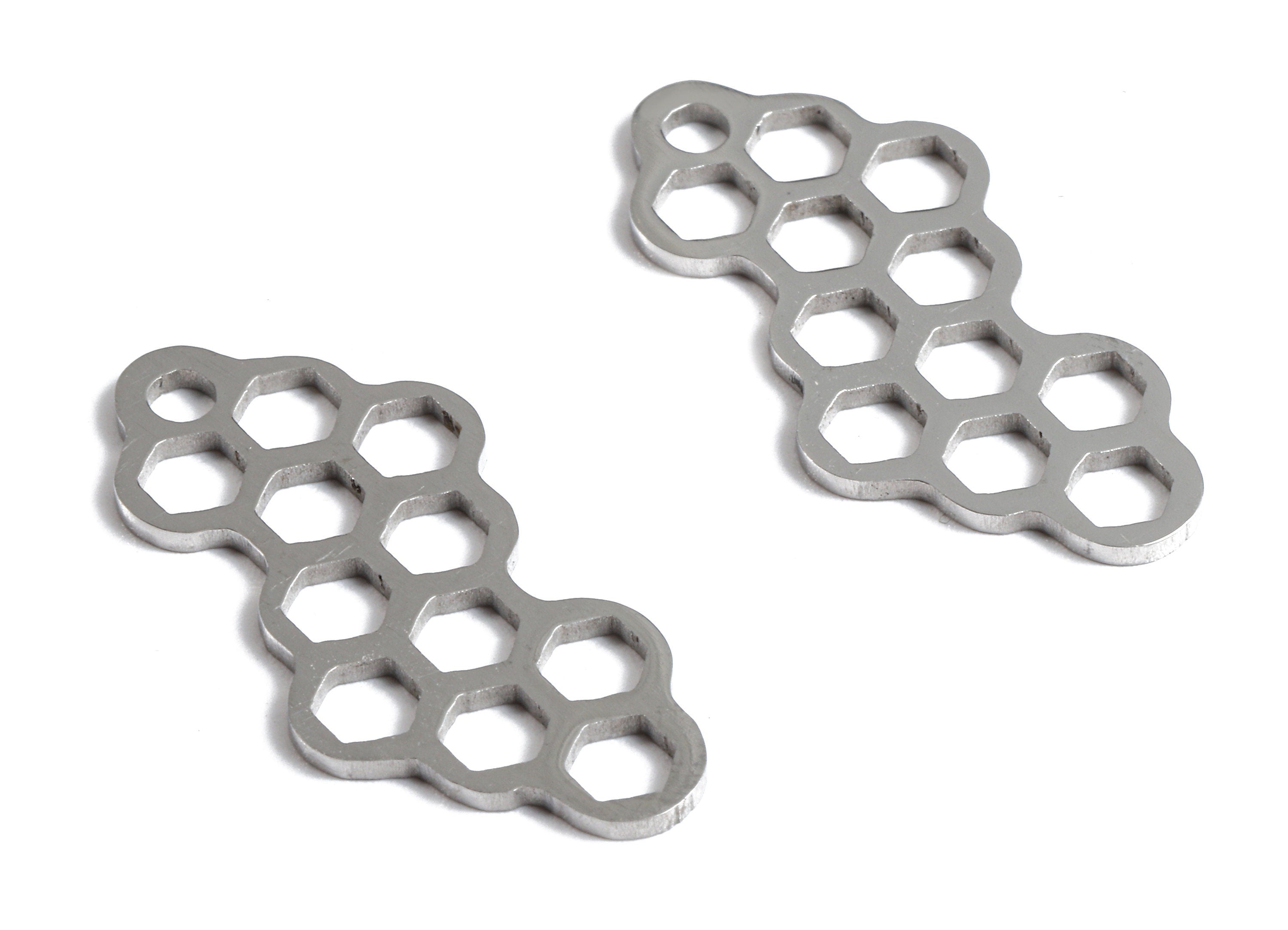 Stainless Steel Honeycomb Charms - Honeycomb Earrings and Pendant - Bracelet Pendant - Jewellery Supplies - 25.94x11.81x0.96mm - SS1063 - DOMEDBAZAAR