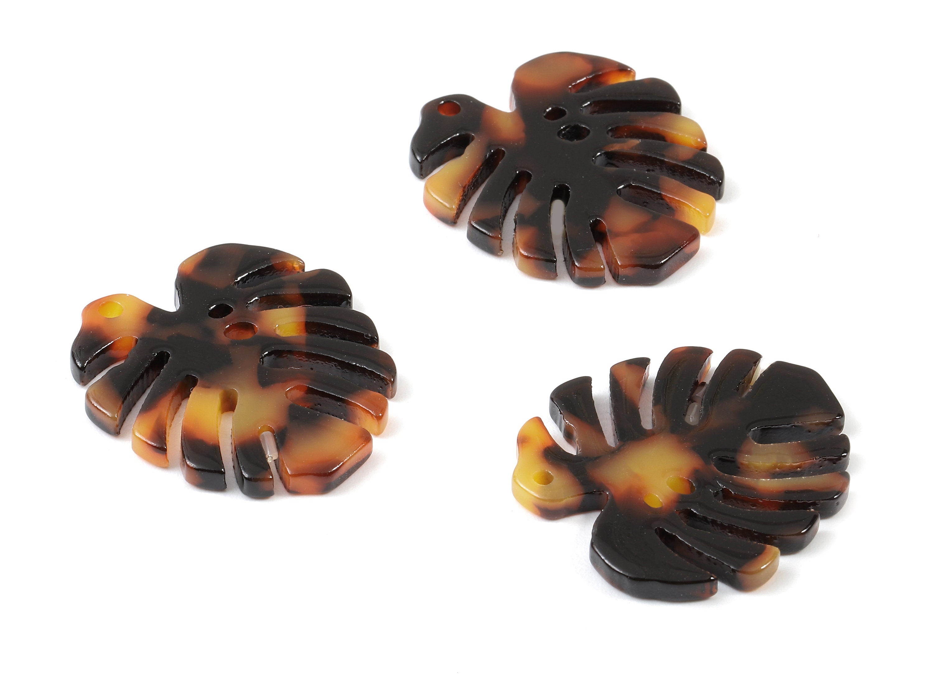 Acetate Monstera Charms - Tortoise Shell Earrings - Leaf Earring and Pendant - Color Code: A04 - 27.15x25.1x2.53mm - AC1760-A04 - DOMEDBAZAAR