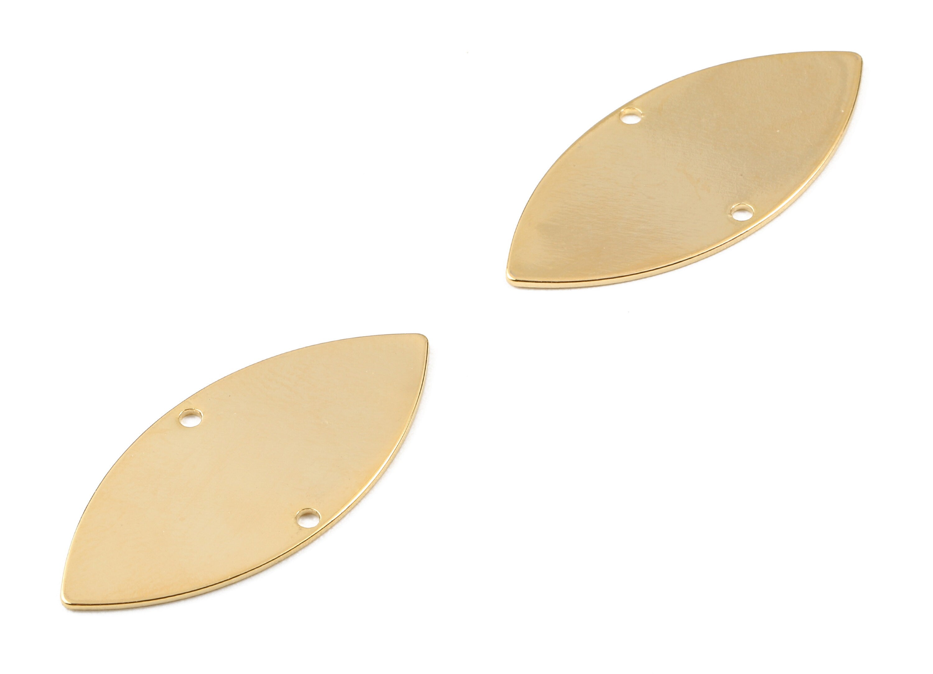Brass Marquise Connectors - Brass Marquise Charms and Pendant - 18K Real Gold Plated Brass - Necklace Pendant - 32.05x14.9x0.59mm - RGP2256 - DOMEDBAZAAR