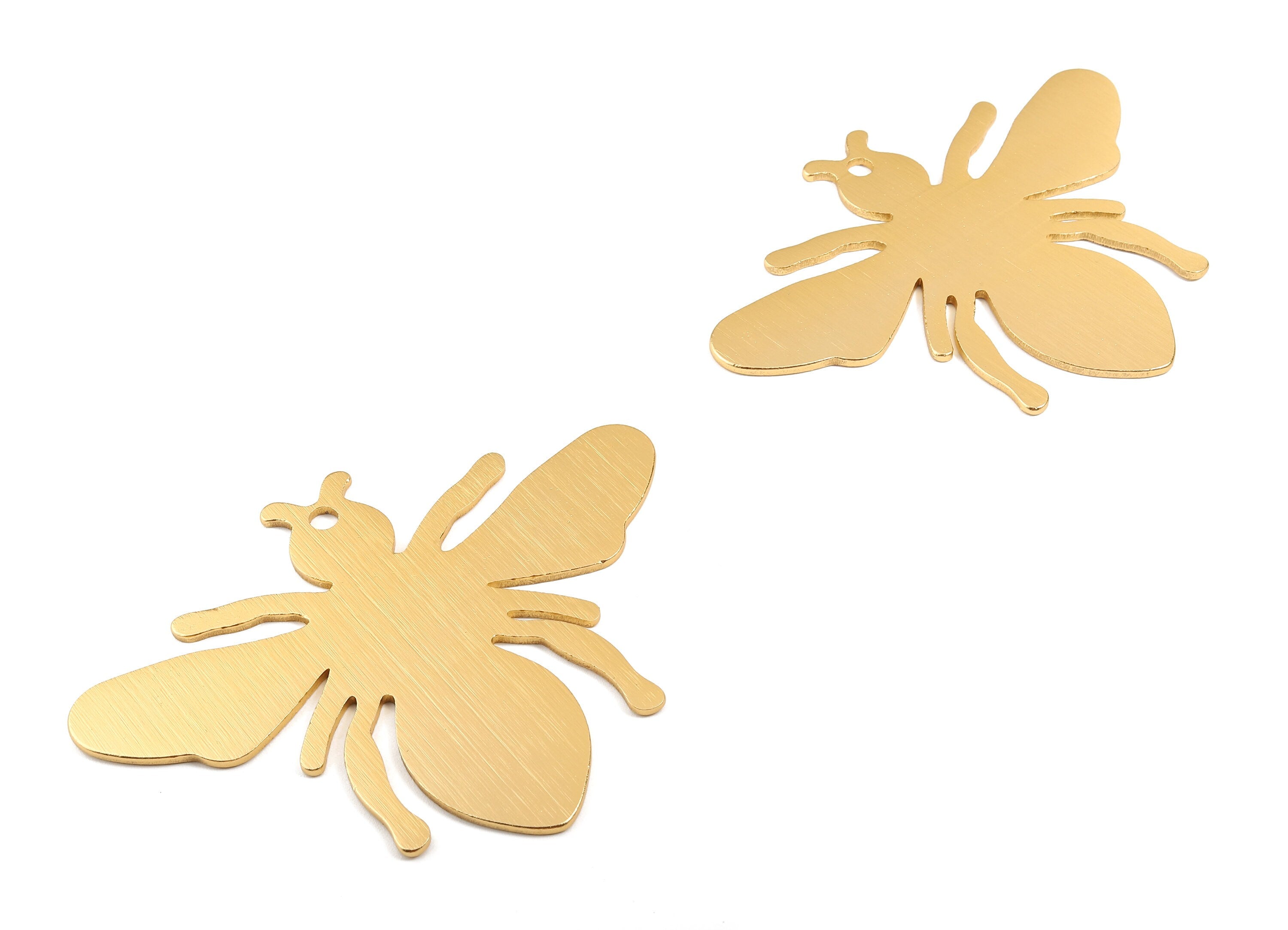 Aluminum Charms - Bumblebee Shaped Pendant - Anodized Aluminium Charms - Wall Decor - Gold Tone - 75x101x2.5mm - AA1001 - DOMEDBAZAAR