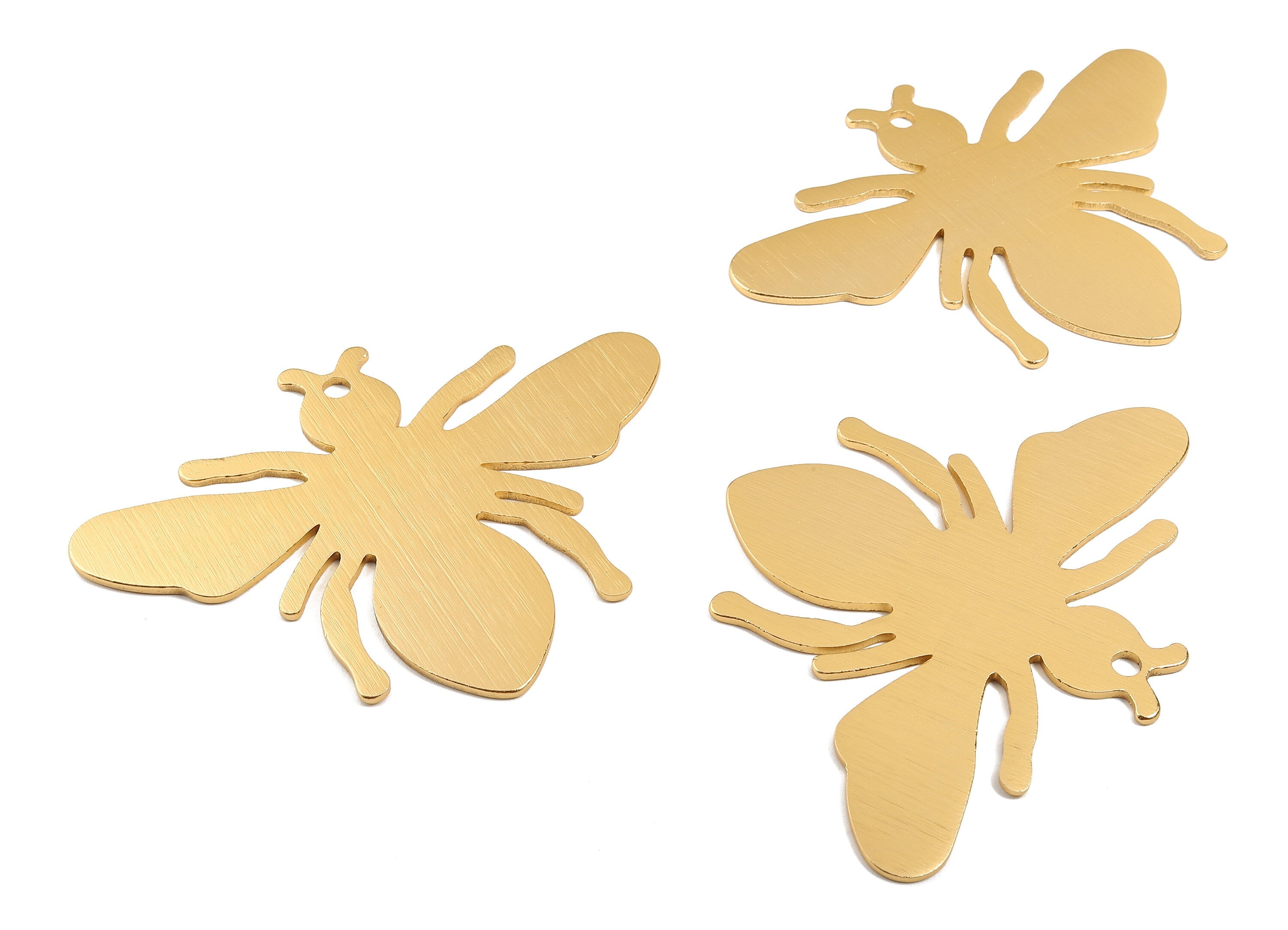 Aluminum Charms - Bumblebee Shaped Pendant - Anodized Aluminium Charms - Wall Decor - Gold Tone - 75x101x2.5mm - AA1001 - DOMEDBAZAAR
