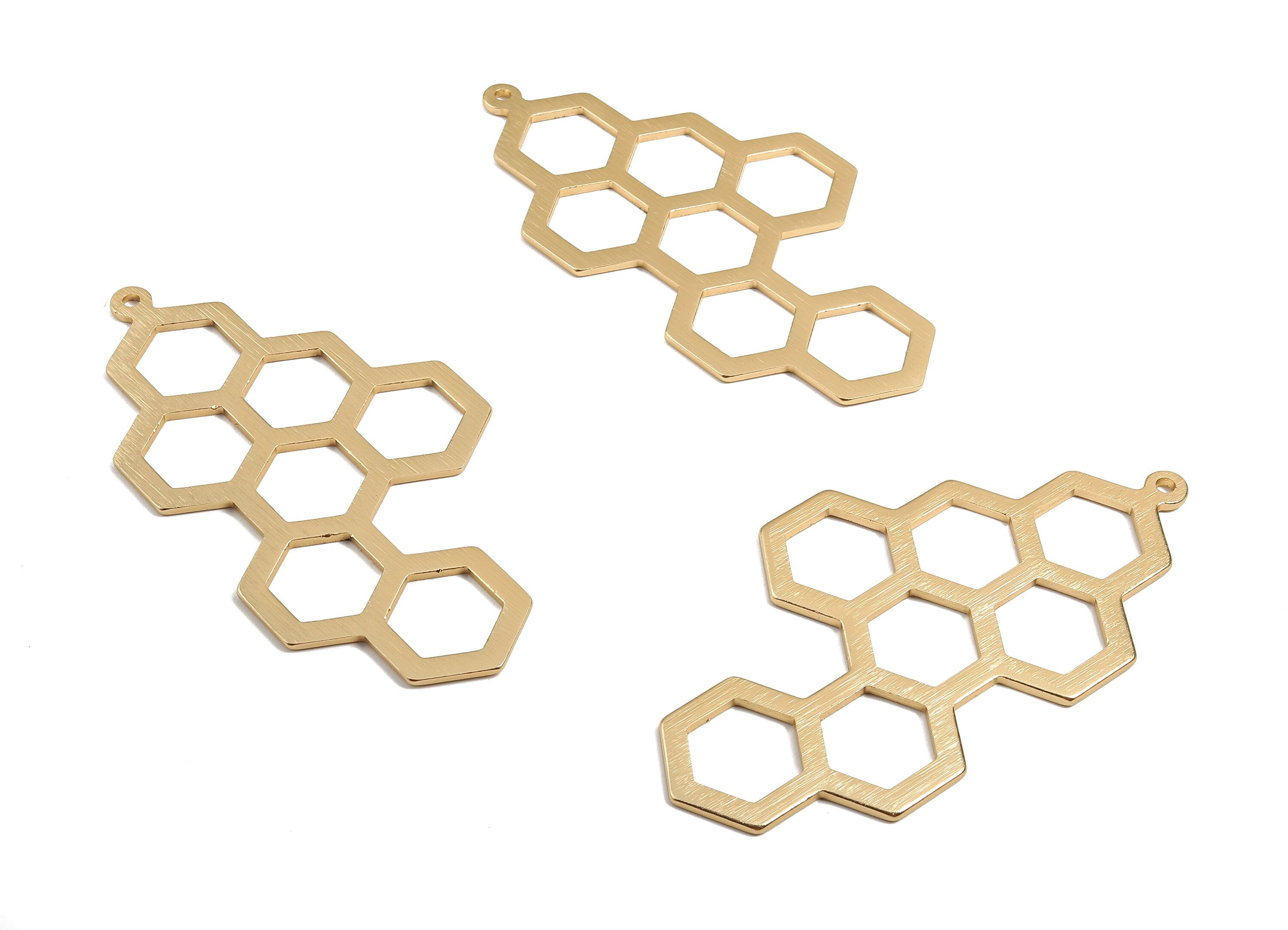 Aluminum Charms - Honeycomb Shaped Pendant - Anodized Aluminium Charms - Wall Decor - Gold Tone - 99x52x2.5mm - AA1143 - DOMEDBAZAAR
