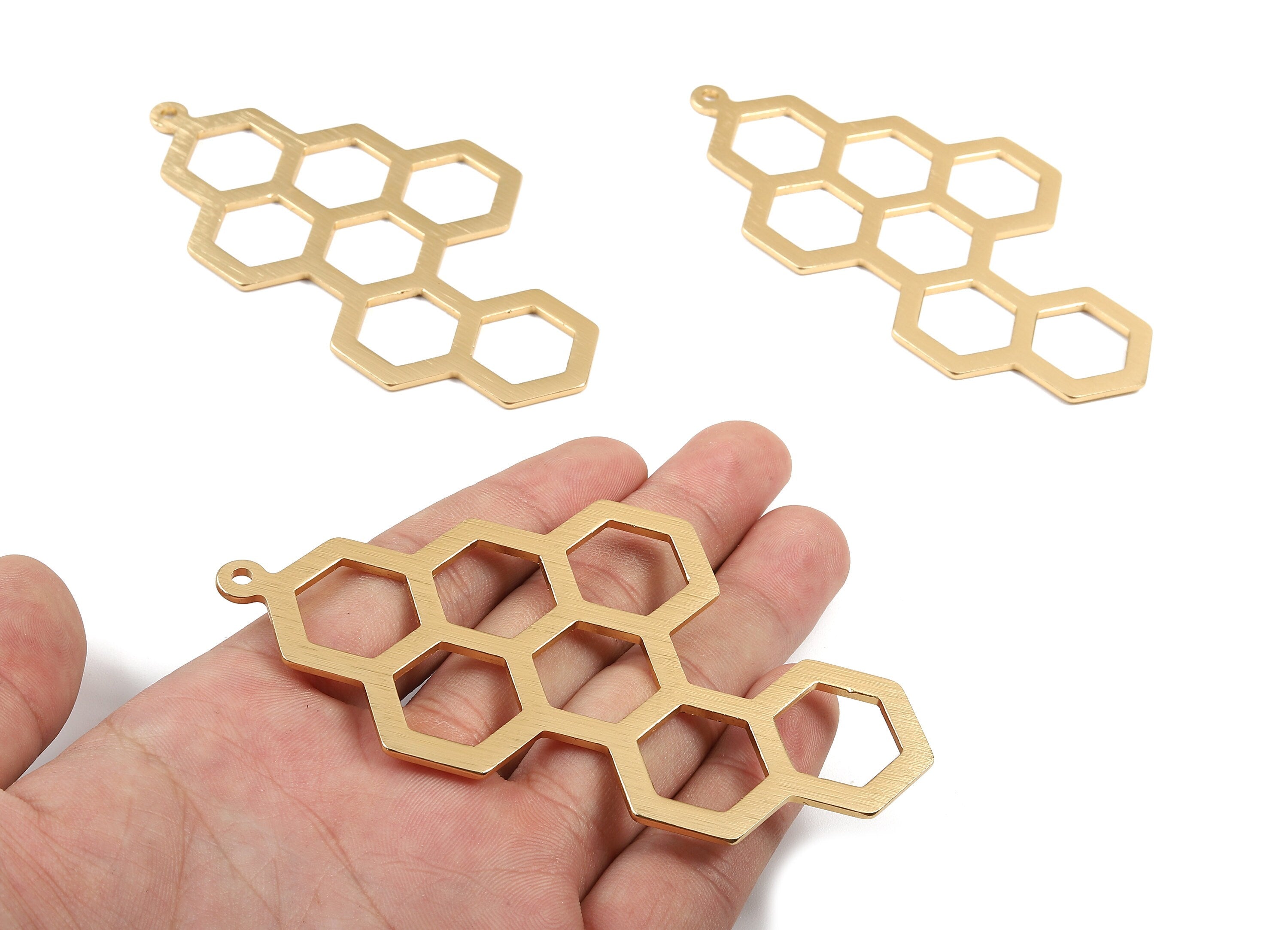 Aluminum Charms - Honeycomb Shaped Pendant - Anodized Aluminium Charms - Wall Decor - Gold Tone - 99x52x2.5mm - AA1143 - DOMEDBAZAAR