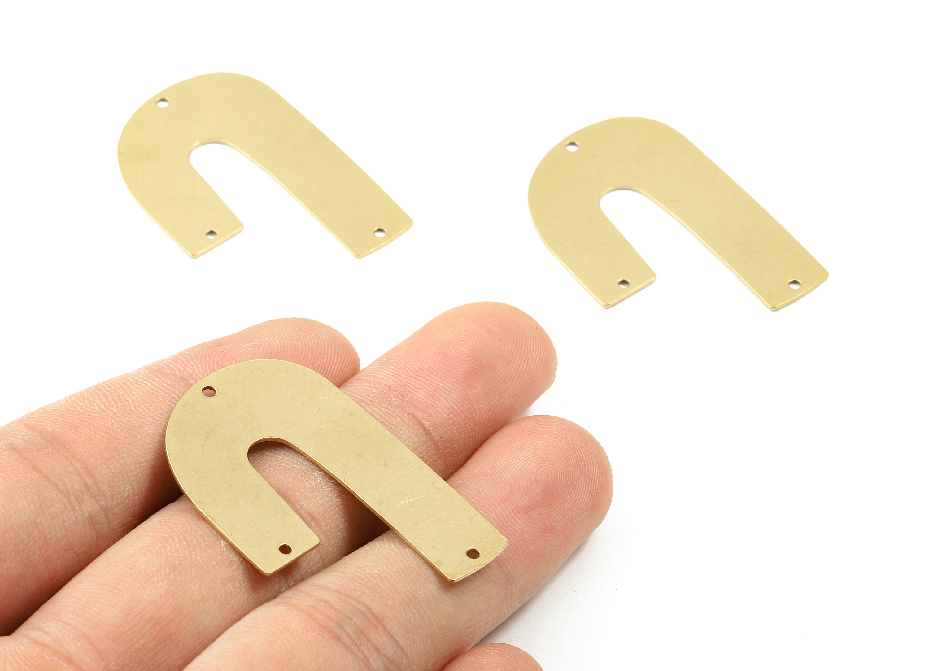 Brass U Connectors - Raw Brass U Pendant Necklace - Brass Connector Charms - 3 Holes - Jewelry Supplies - 39.65x26.17x0.62mm - PP2962 - DOMEDBAZAAR