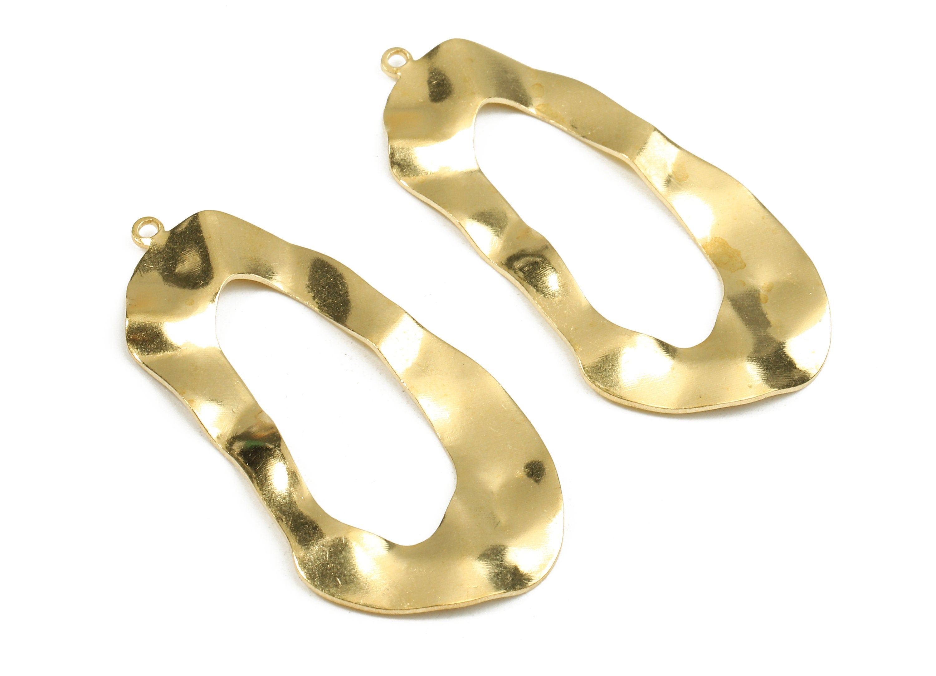 Brass Wavy Charms - Raw Brass Wavy Earrings and Pendant - Earring Findings - Jewelry Supplies - 41.62x20.08x1.05mm - PP2455 - DOMEDBAZAAR