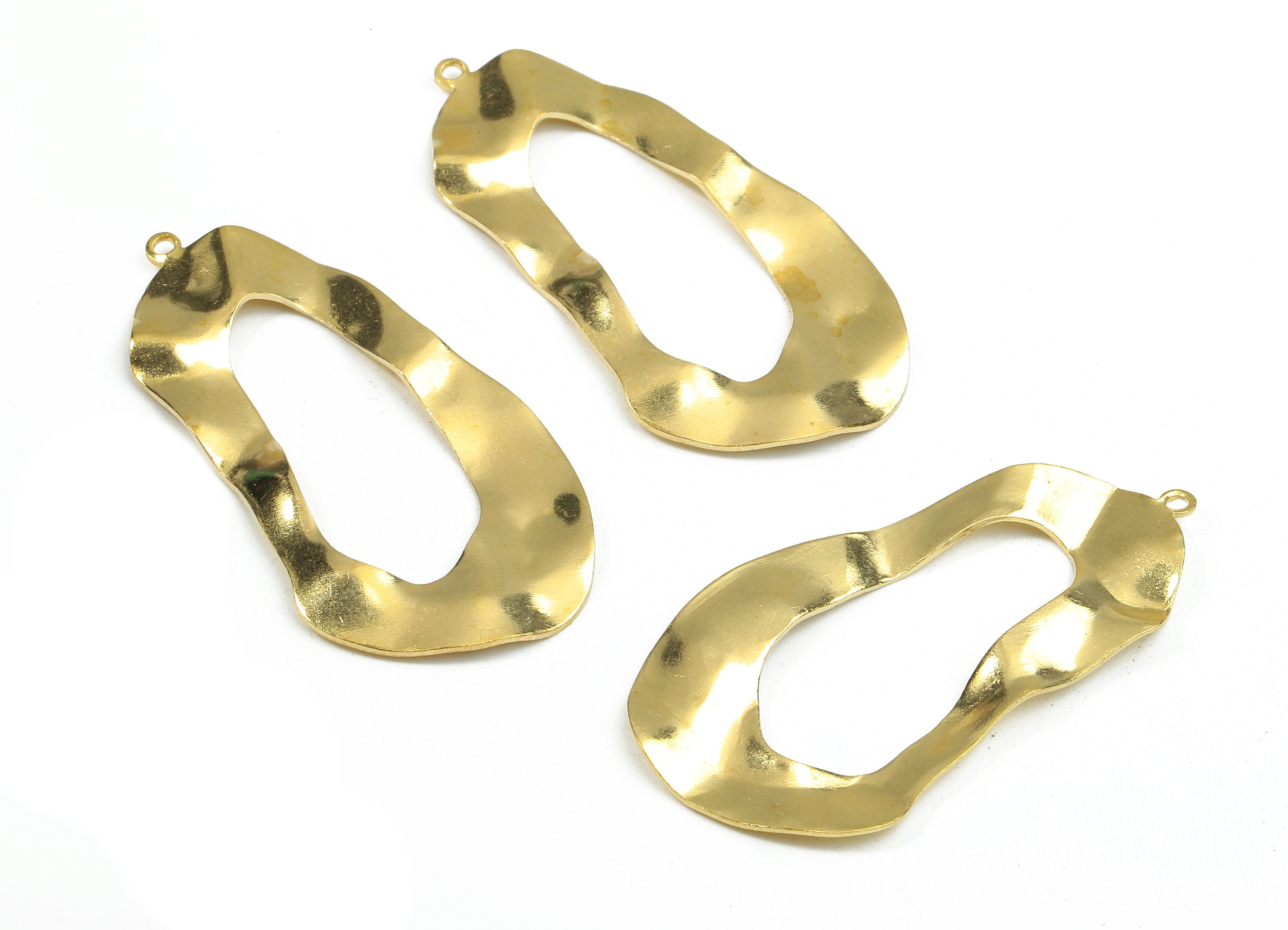 Brass Wavy Charms - Raw Brass Wavy Earrings and Pendant - Earring Findings - Jewelry Supplies - 41.62x20.08x1.05mm - PP2455 - DOMEDBAZAAR