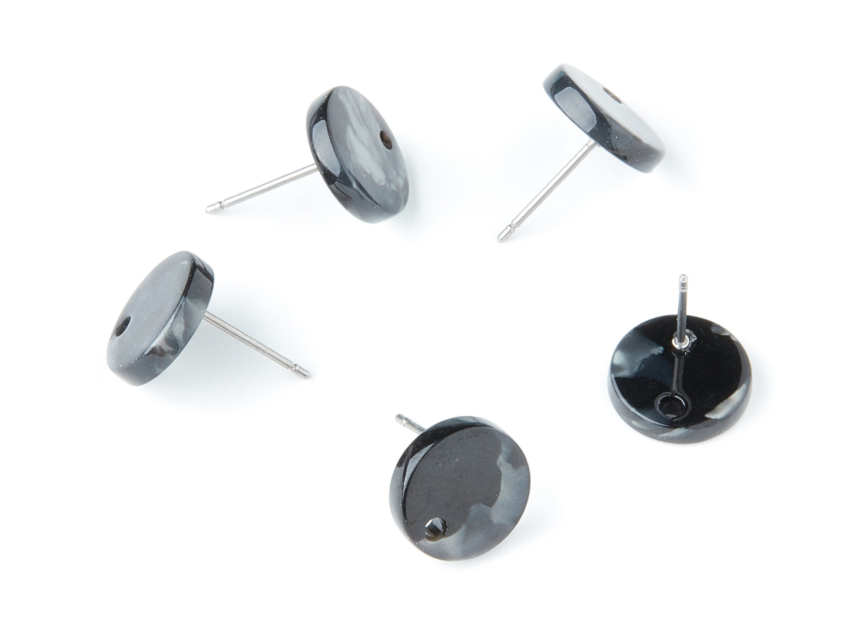 Acetate Round Earring Stud - Round Earring Post and Stud - Earring Findings - Color Code: A48 - 11.6x11.6x2.95mm - AC1139W - DOMEDBAZAAR