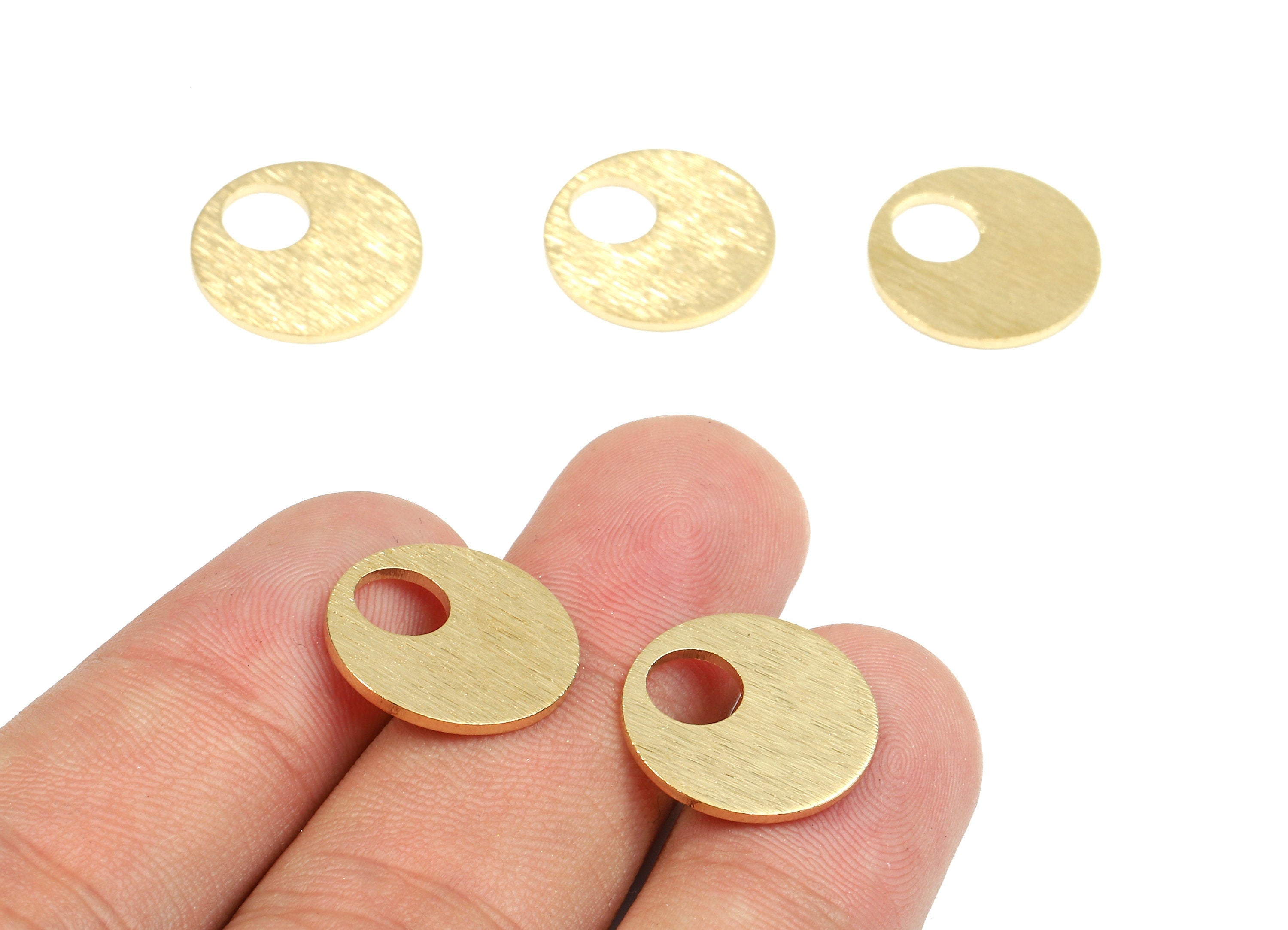 Brass Round Charms - Round Textured Raw Brass Earrings and Pendant - Earring Findings - Jewelry Supplies - 15.84x15.84x1.26mm - PP2685 - DOMEDBAZAAR
