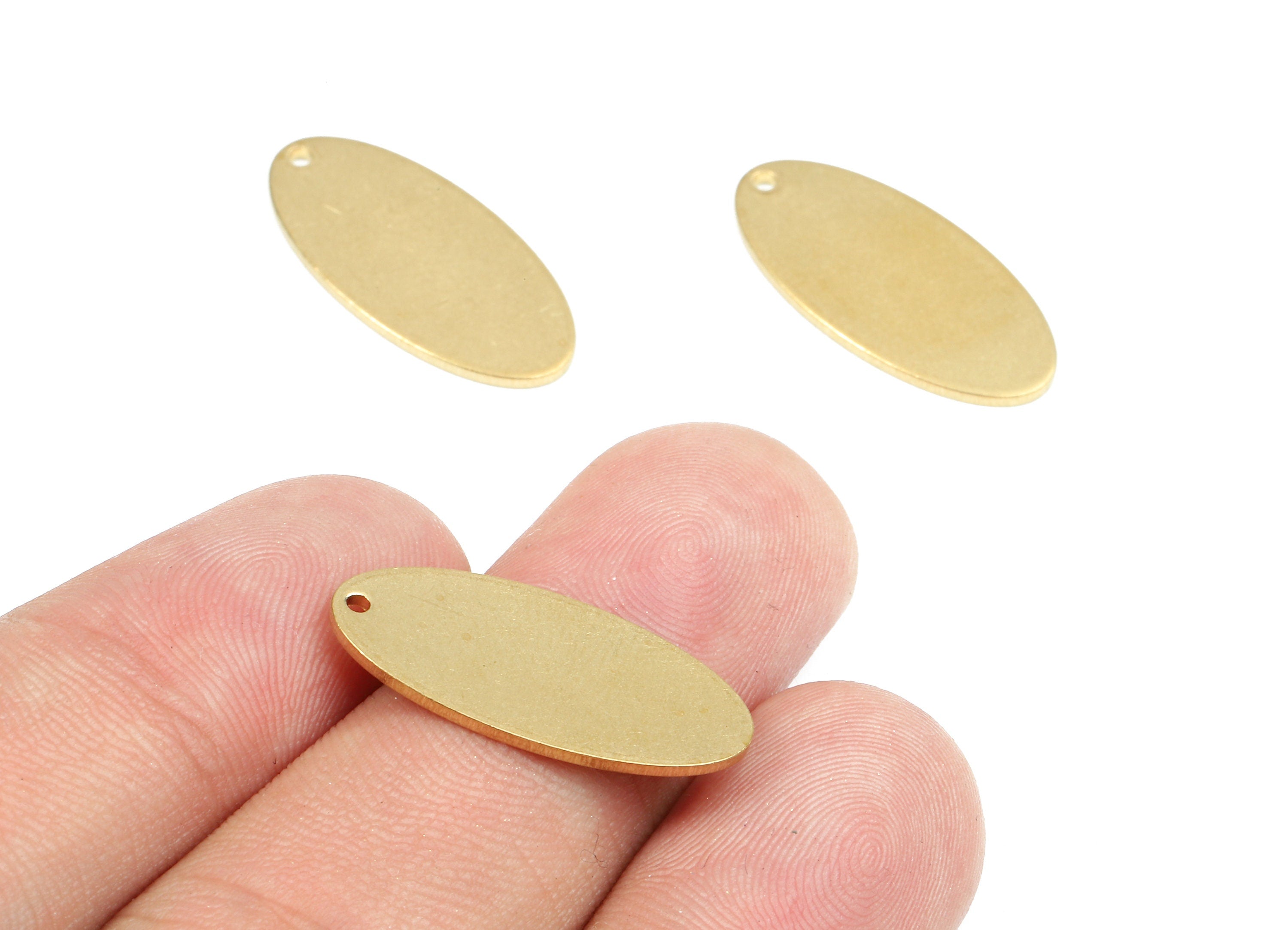 Personalized stamping blank - Brass Oval Charms - Raw Brass Oval Earrings and Pendant - Brass Oval Necklace - 23.5x11.05x1.17mm - PP2673 - DOMEDBAZAAR