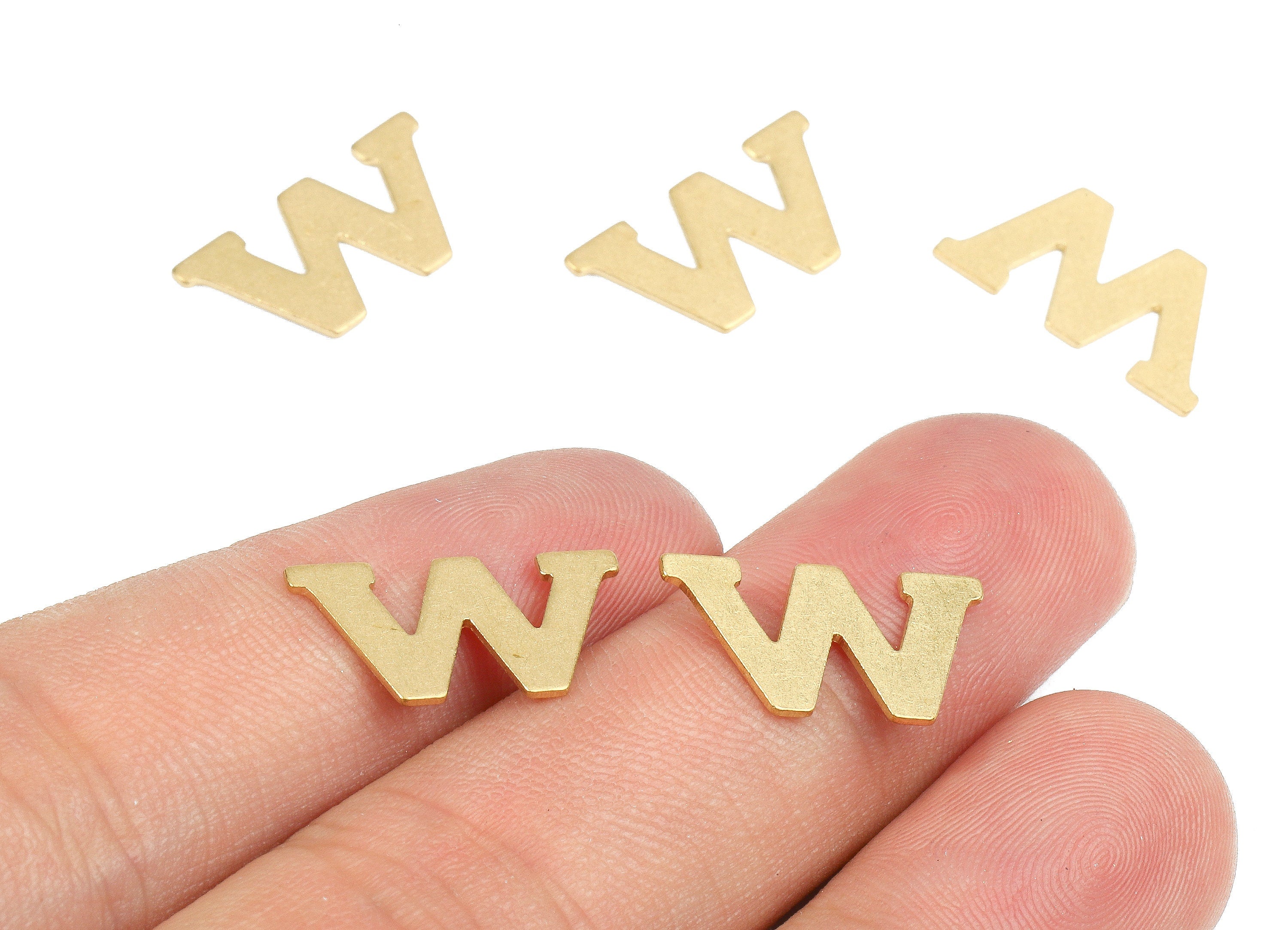 Brass W Blank - Raw Brass Letter W Blank - Brass Letter Wallart Decoration - Brass Alphabet W Blank - 17.76x9.94x0.83mm - PP2777 - DOMEDBAZAAR