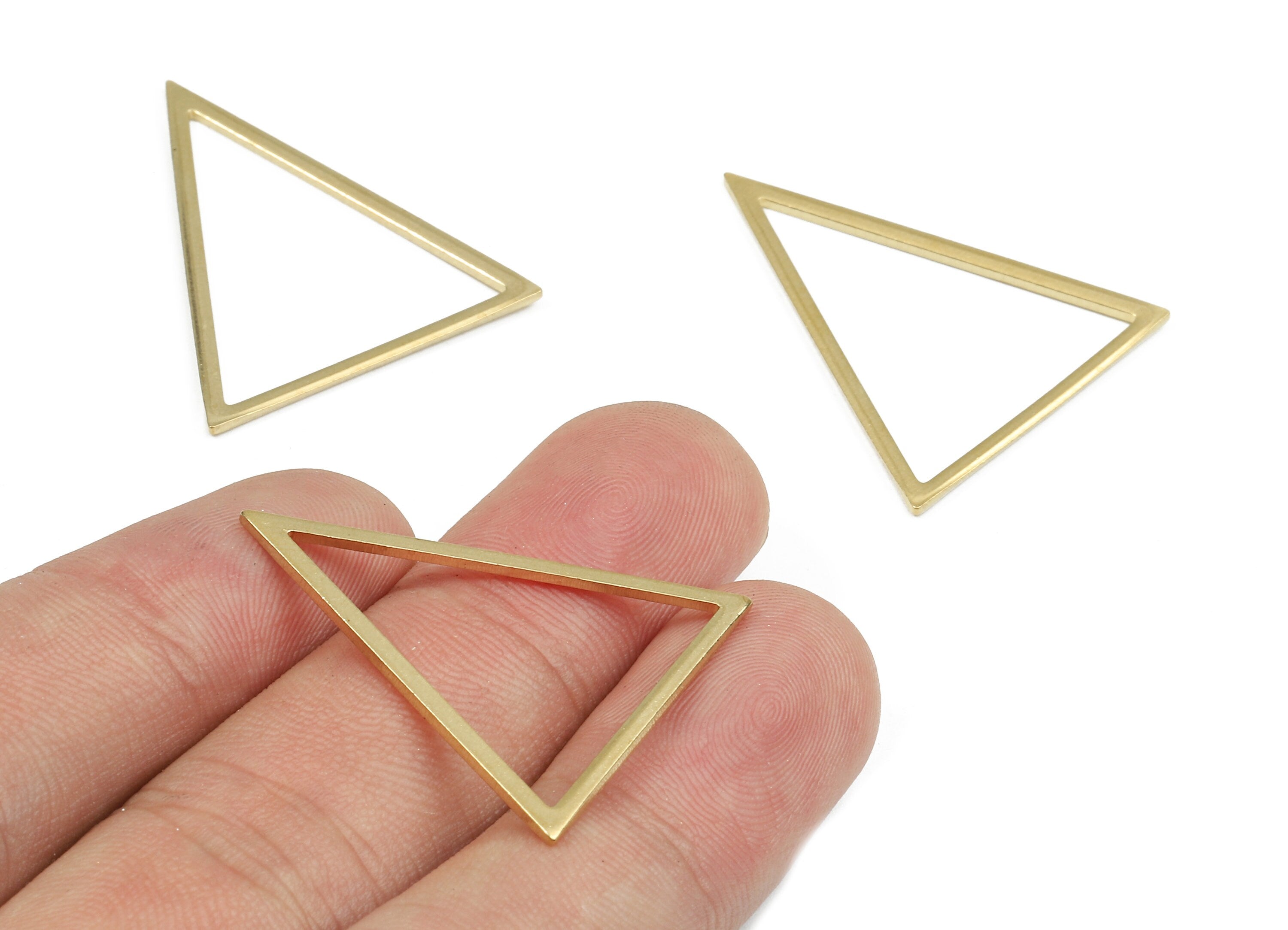 Brass Triangle Ring Charms - Raw Brass Triangle Earrings and Pendant - Brass Triangle Connectors - 31.66x26.98x0.95mm - PP2702 - DOMEDBAZAAR