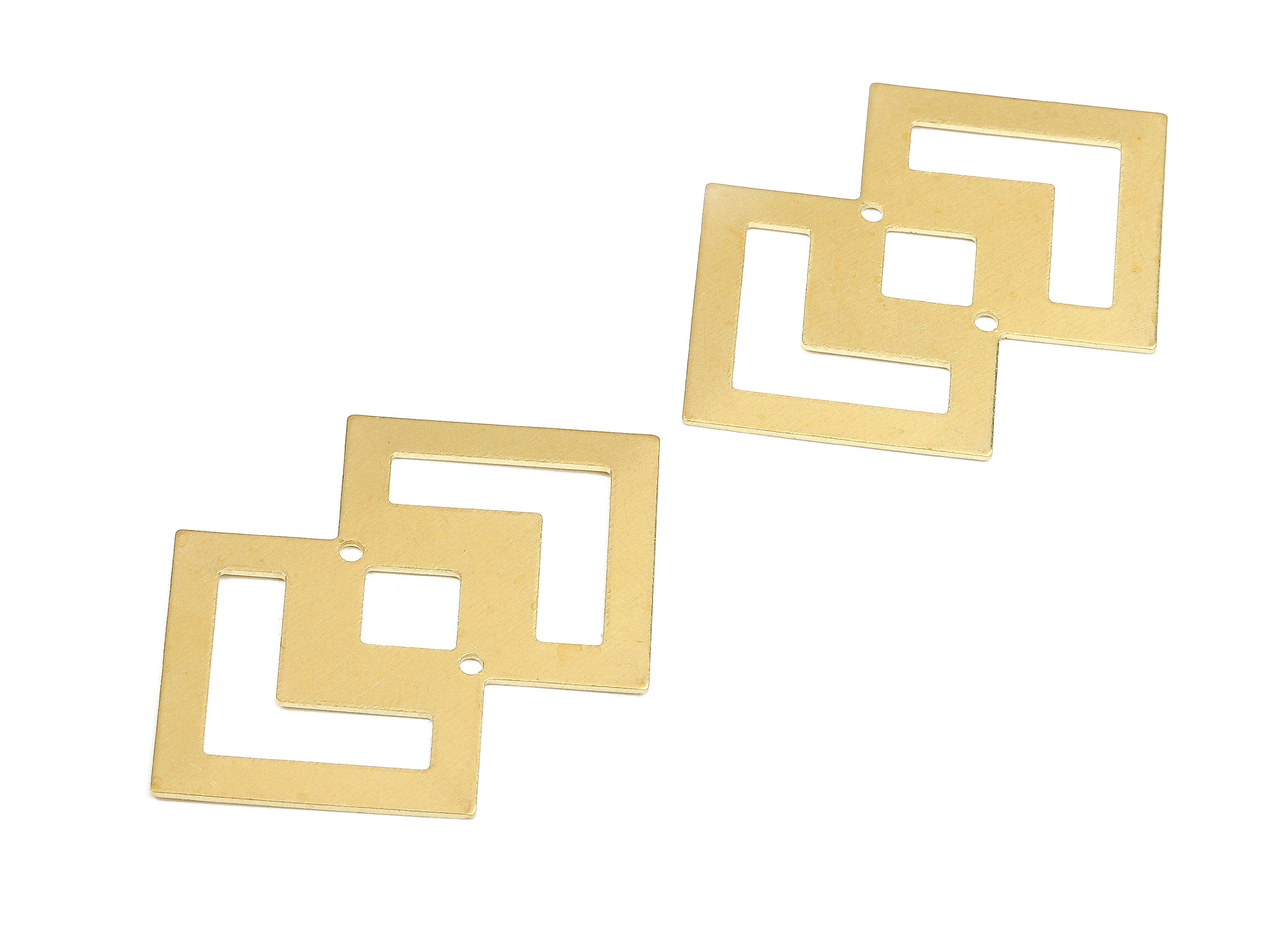 Brass Diamond Connectors - Raw Brass Diamond Connector Pendant - 2 Holes Connectors - Jewelry Supplies - 42.38x27.95x0.62mm - PP2517 - DOMEDBAZAAR