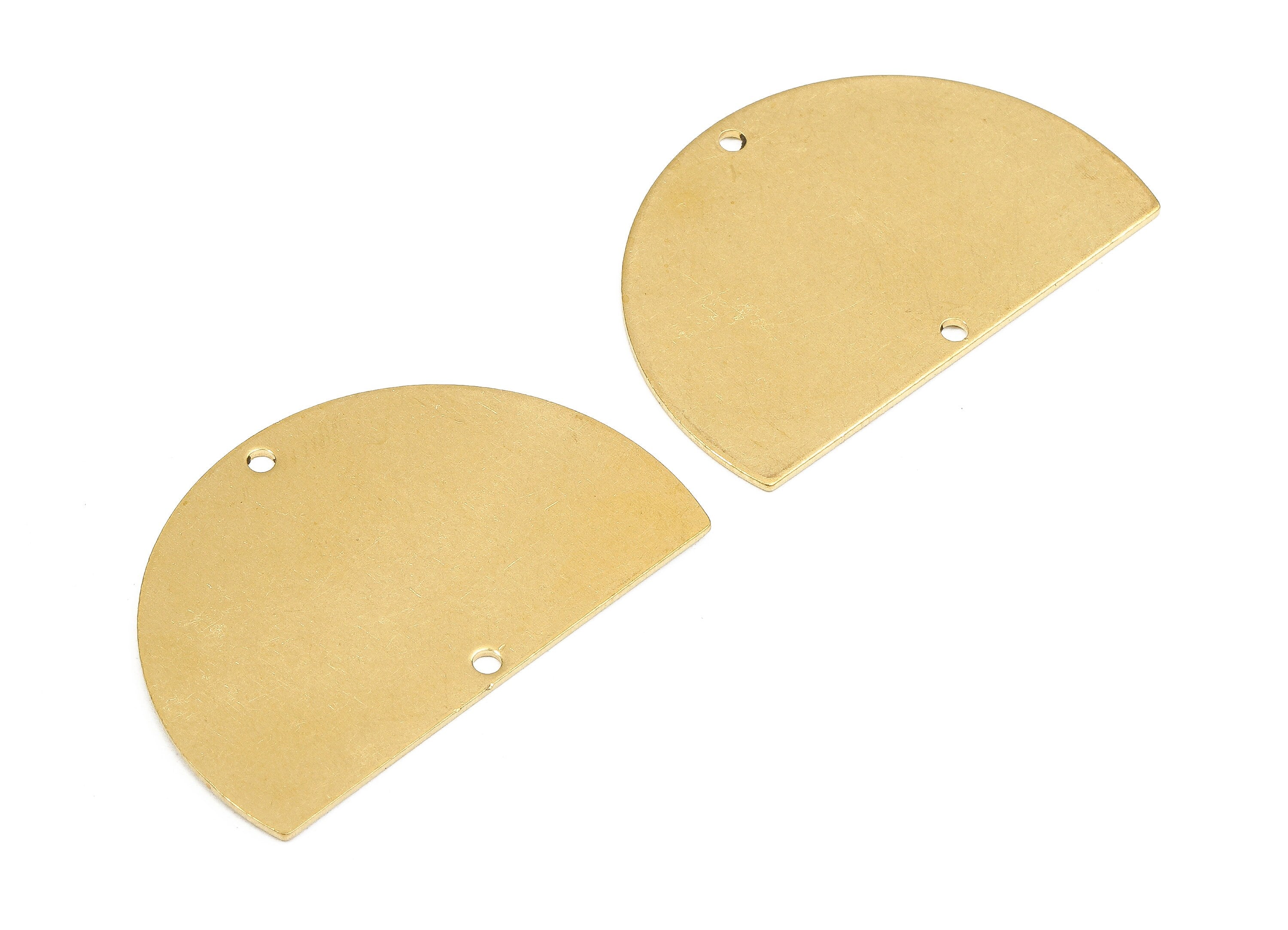 Personalized stamping blank - Brass Semicircle Connectors - Raw Brass Semicircle Connector Pendant - 38.04x25.1x0.79mm - PP2388 - DOMEDBAZAAR