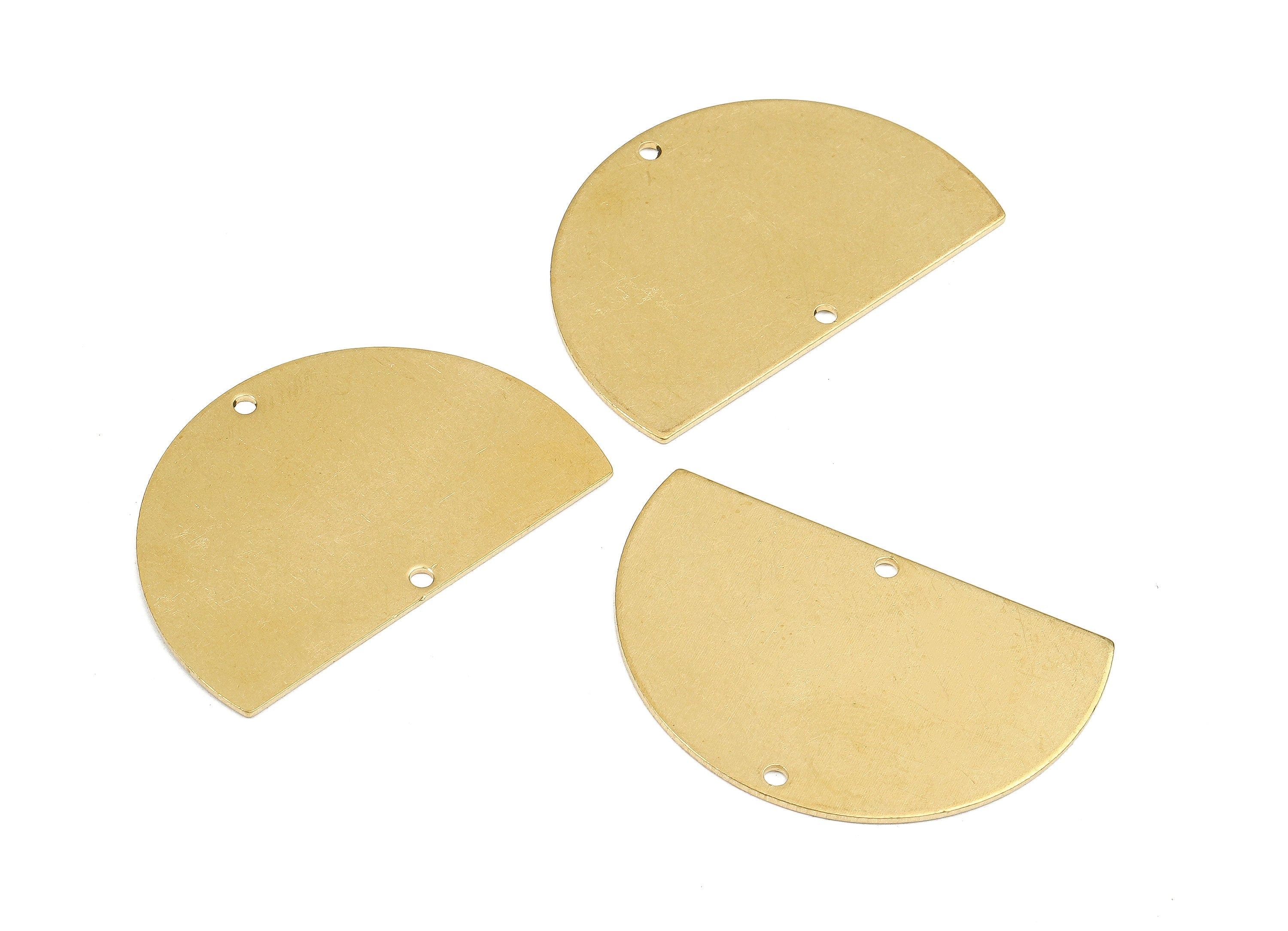 Personalized stamping blank - Brass Semicircle Connectors - Raw Brass Semicircle Connector Pendant - 38.04x25.1x0.79mm - PP2388 - DOMEDBAZAAR