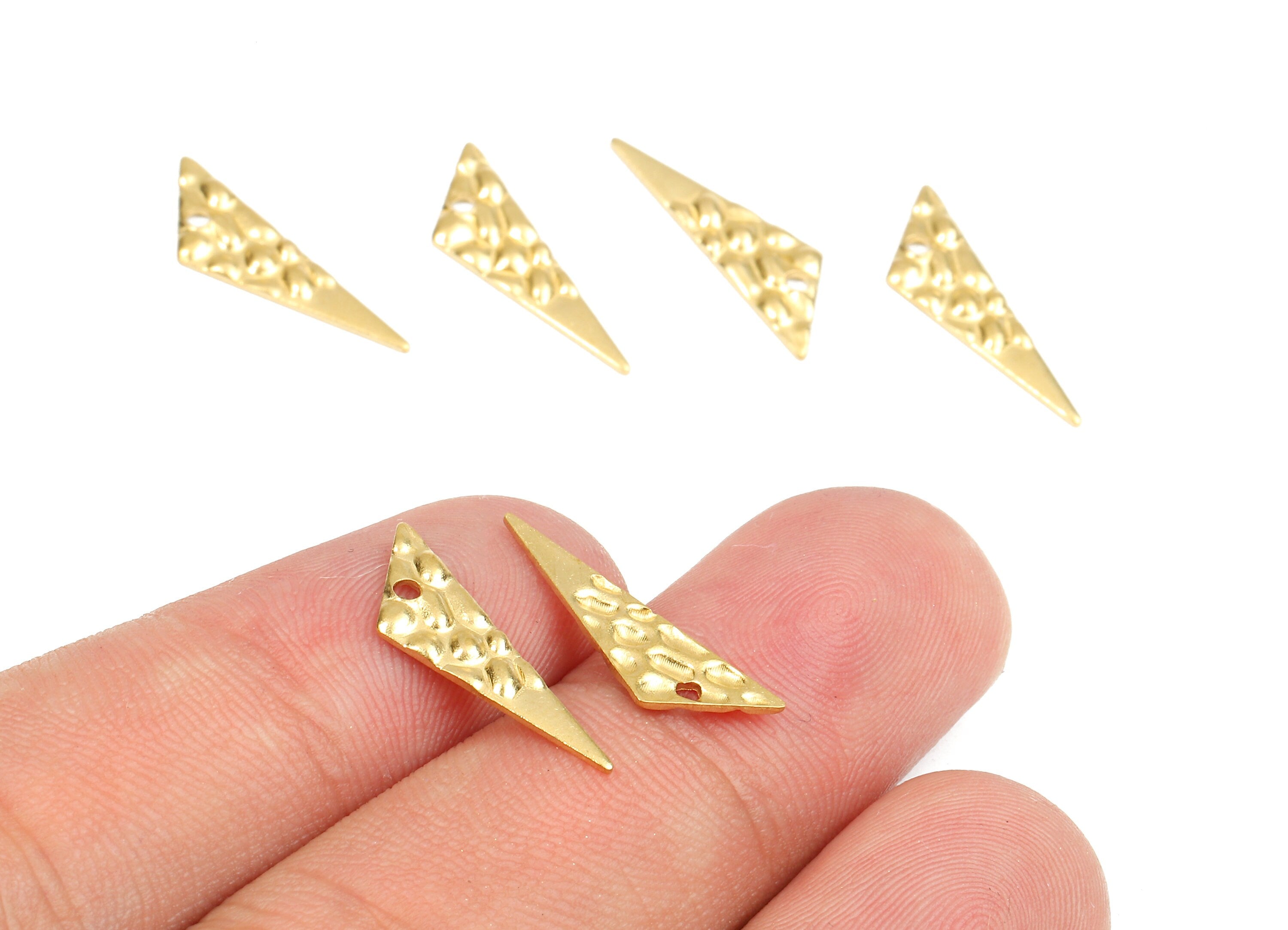 Brass Triangle Charms - Raw Brass Wavy Triangle Earrings and Pendant - Brass Triangle Necklace - 19.41x5.79x1.15mm - PP2537 - DOMEDBAZAAR