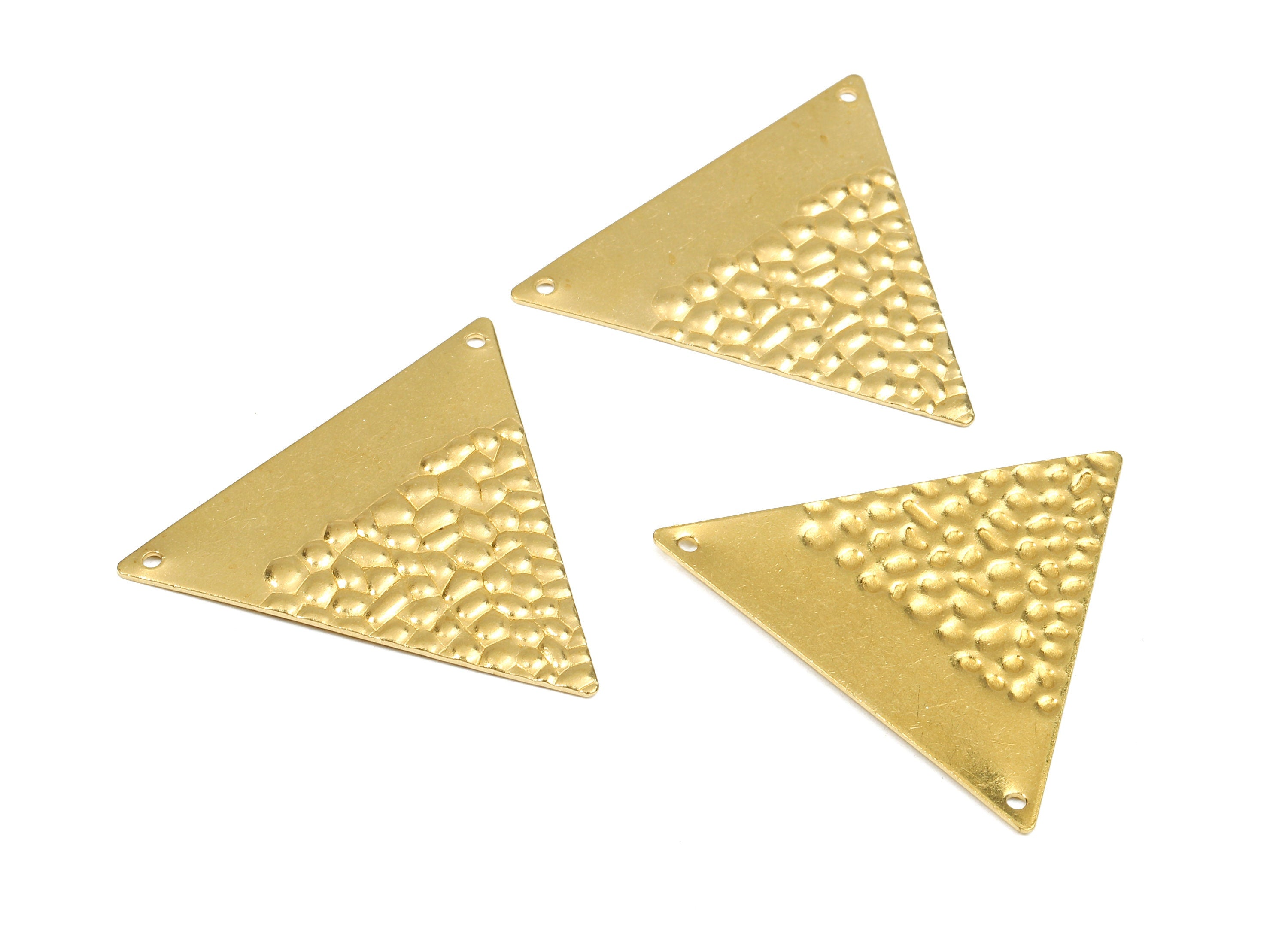 Brass Triangle Connectors - Raw Brass Wavy Triangle Connectors - Necklace Connectors - Jewelry Supplies - 38.77x38.77x0.73mm - PP2463 - DOMEDBAZAAR
