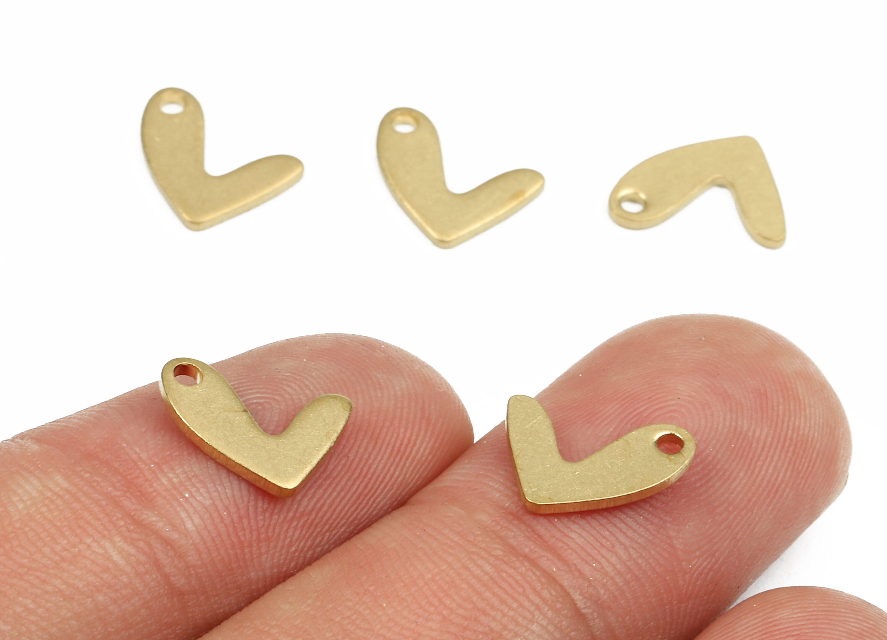 Brass V Charms - Raw Brass V Earrings and Pendant - Brass V Necklace - Jewelry Supplies - 7.93x10.91x1.08mm - PP2548 - DOMEDBAZAAR
