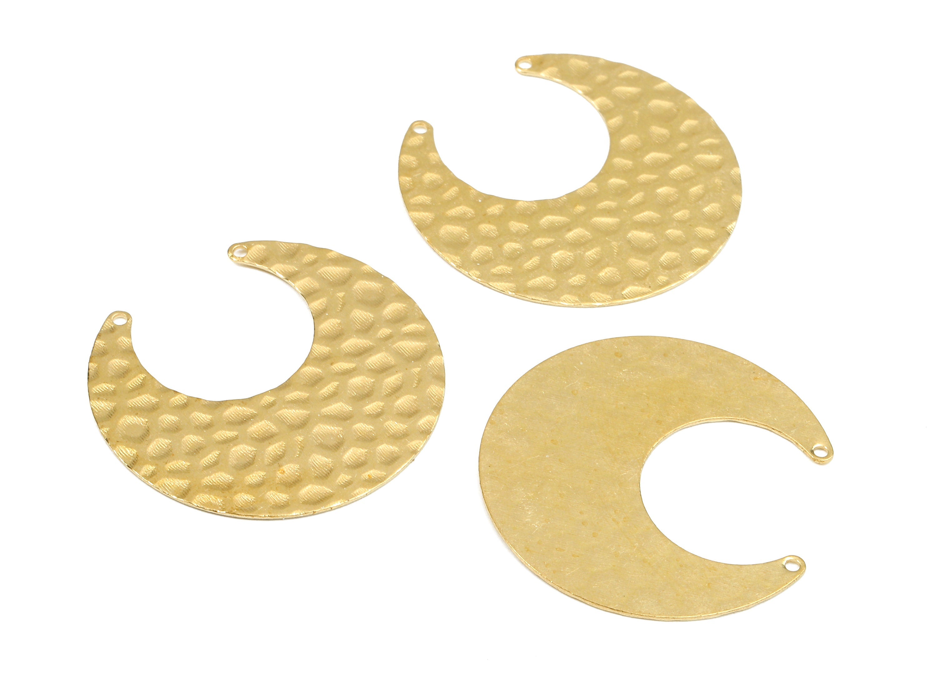 Brass Crescent Connector - Raw Brass Hummred Moon Pendant - Brass Connector Charms - 2 Holes - Jewelry Supplies - 30.02x13.79x0.7mm - PP2481 - DOMEDBAZAAR