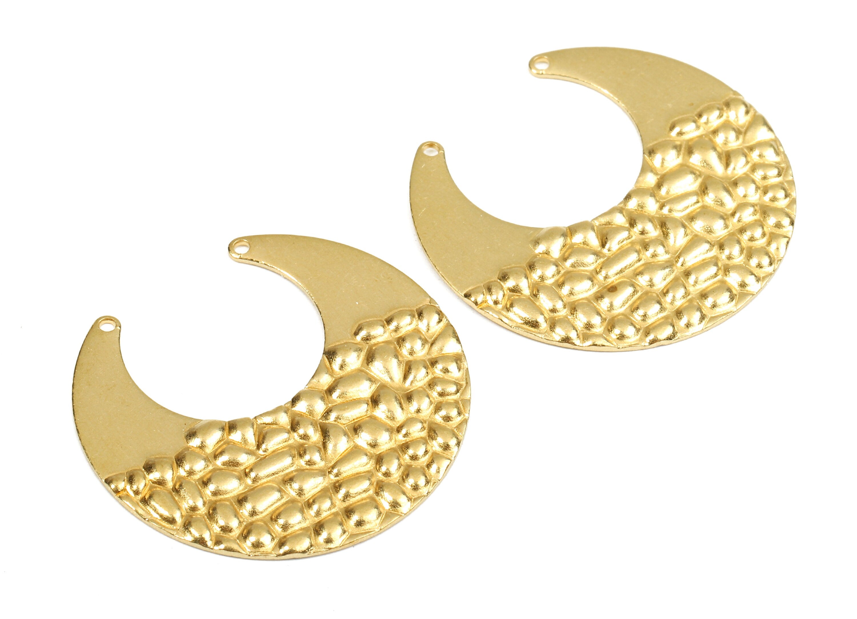 Brass Moon Connectors - Raw Brass Wavy Moon Pendant - Brass Necklace Connectors - 2 Holes - Jewelry Supplies - 30.03x28.47x0.6mm - PP2580 - DOMEDBAZAAR