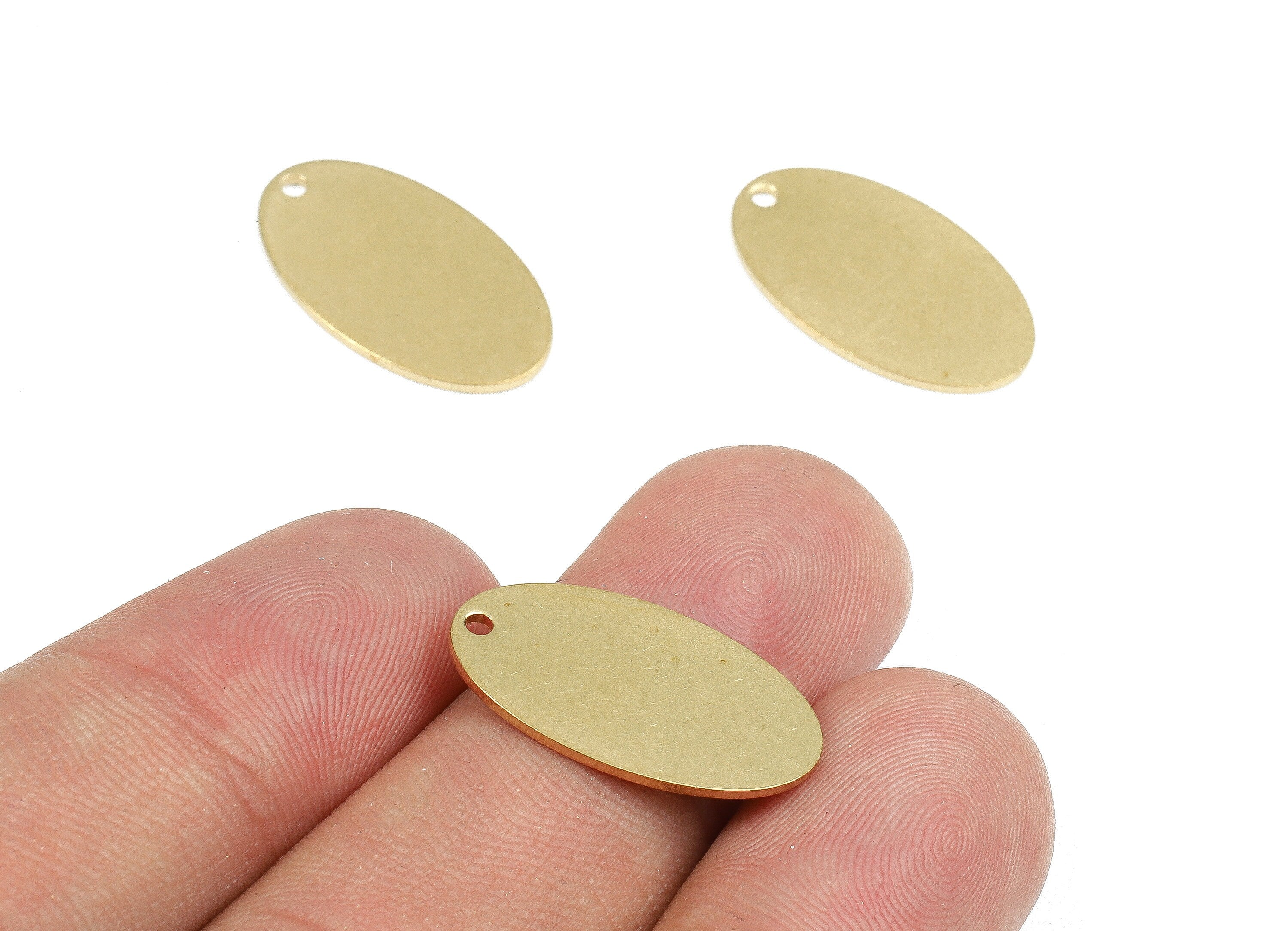 Personalized stamping blank - Brass Oval Charms - Raw Brass Oval Earrings and Pendant - Brass Oval Necklace - 20.82x12.09x0.81mm - PP2452 - DOMEDBAZAAR
