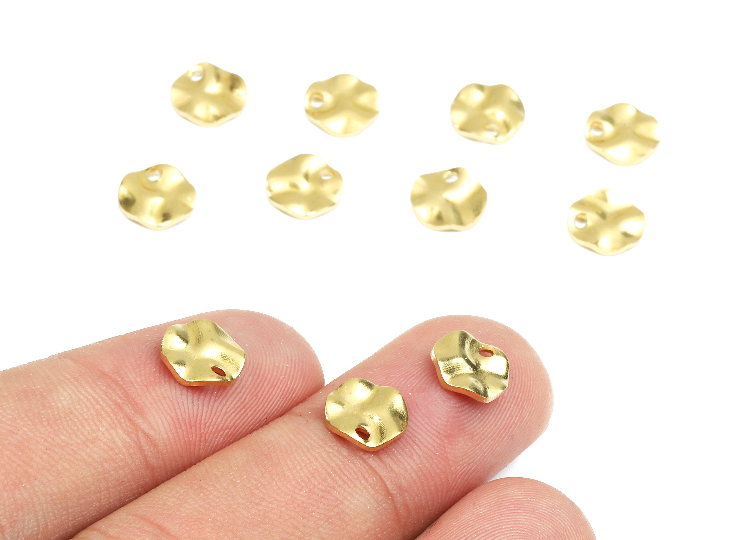 Brass Wavy Round Charms - Raw Brass Wavy Round Earrings and Pendant - Earring Findings - Jewelry Supplies - 8.11x8.12x1mm - PP2574 - DOMEDBAZAAR