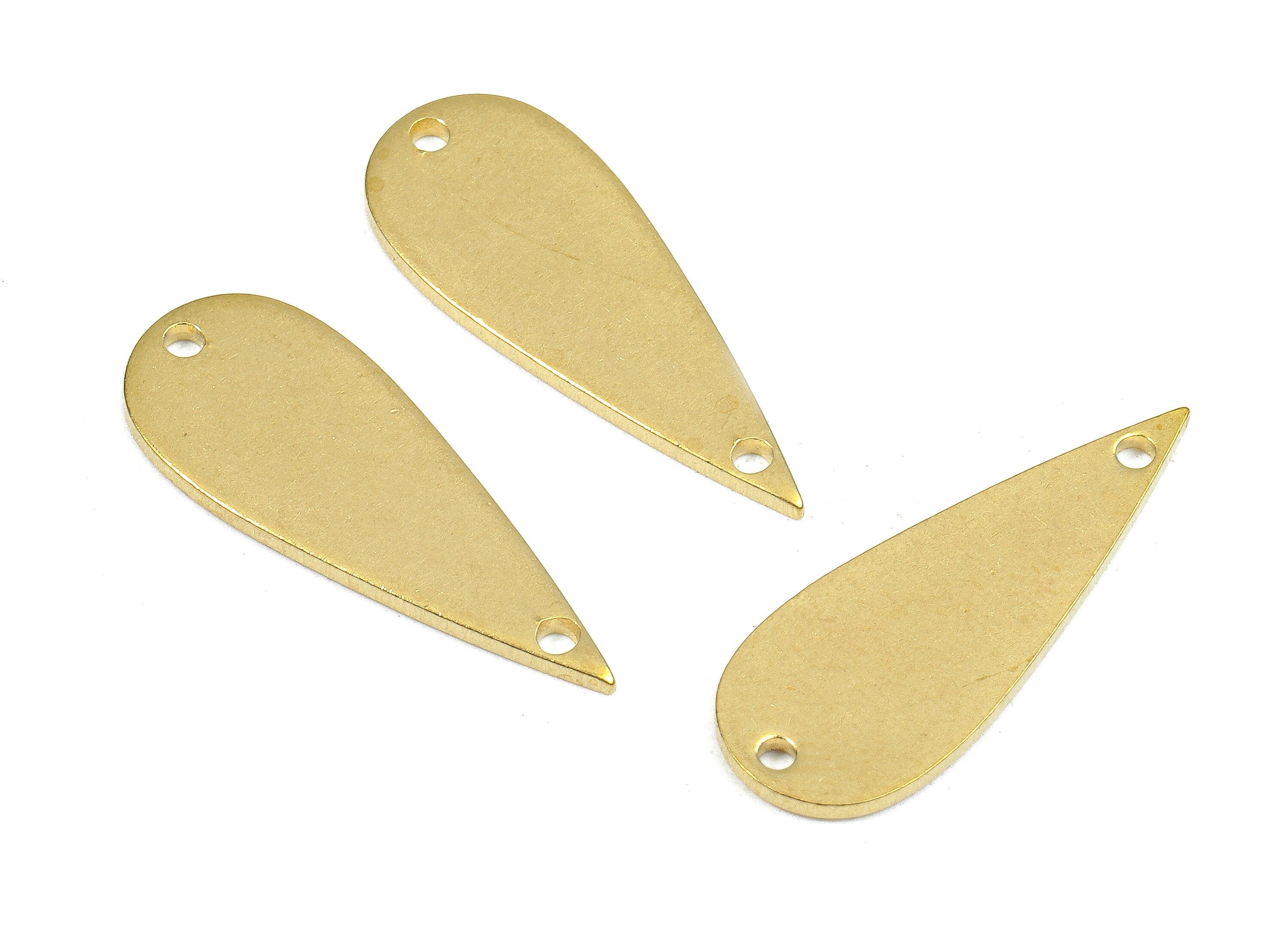 Personalized stamping blank - Brass Drop Connectors - Raw Brass Drop Pendant and Necklace  - 2 Holes - 22x8.6x1mm - PP2706 - DOMEDBAZAAR