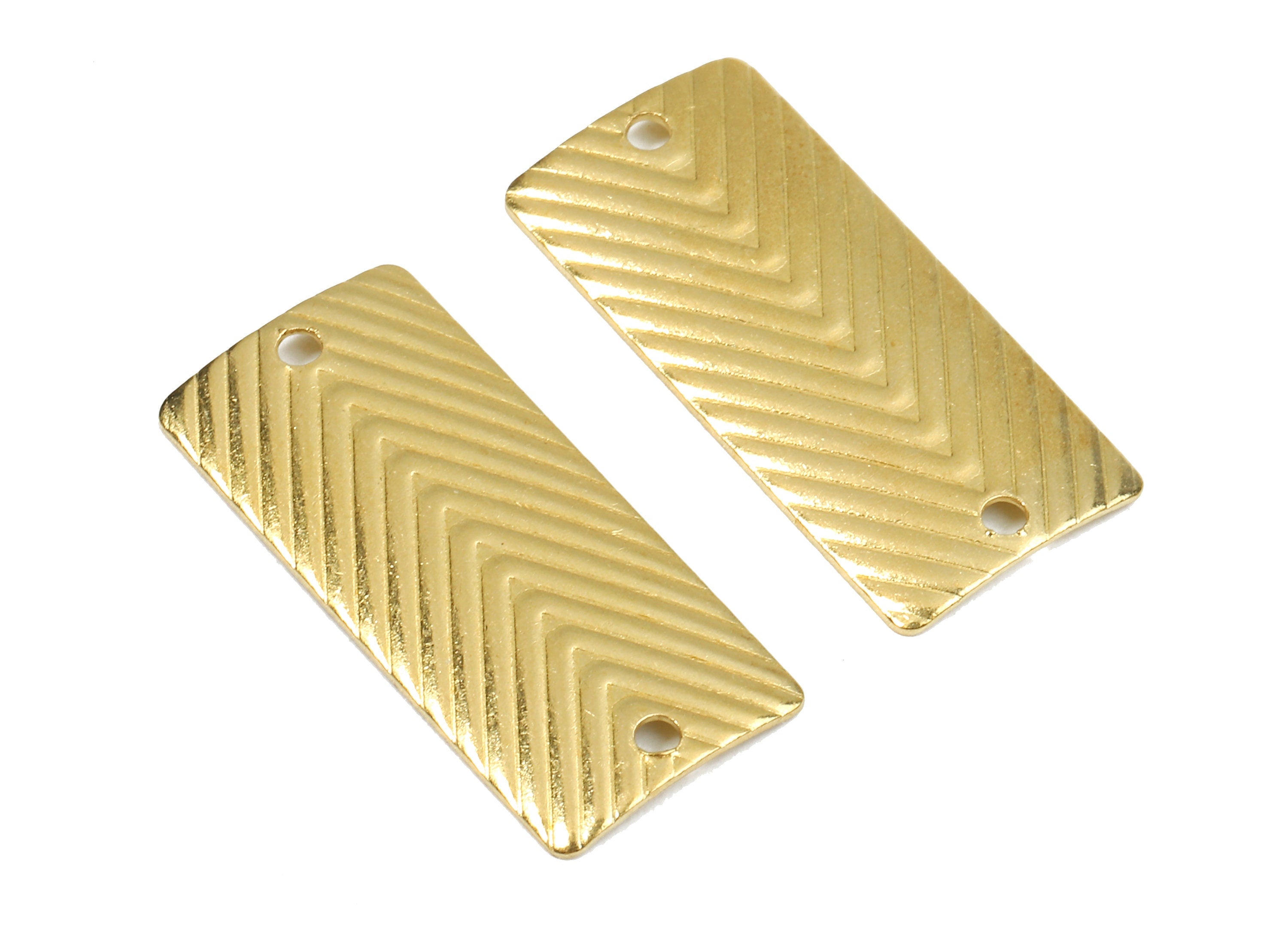 Brass Rectangle Connectors - Raw Brass Embossing Rectangle Pendant - 2 Holes - Jewelry Supplies - 22.35x10.46x0.58mm - PP2484 - DOMEDBAZAAR