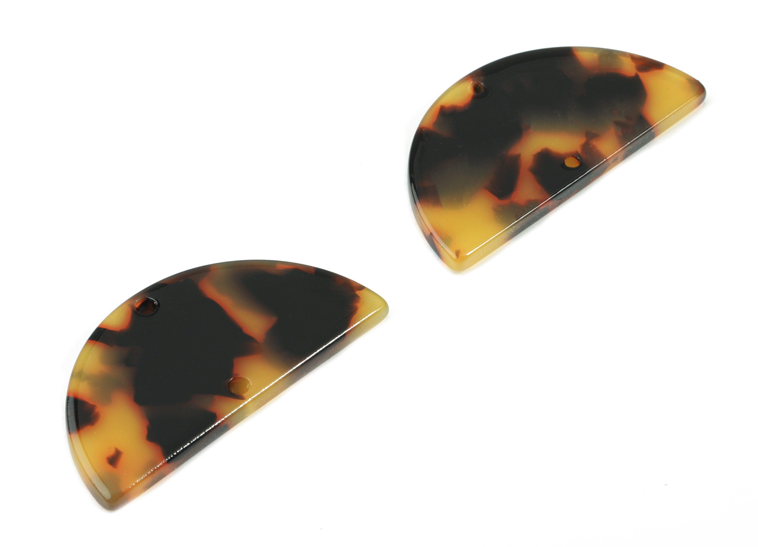 Acetate Semicircle Connectors - 2 Holes Half Moon Tortoise Shell Charms - Jewelry Supplies - Color Code: A01 - 37.2x18.55x2.4mm - AC1794-A01 - DOMEDBAZAAR