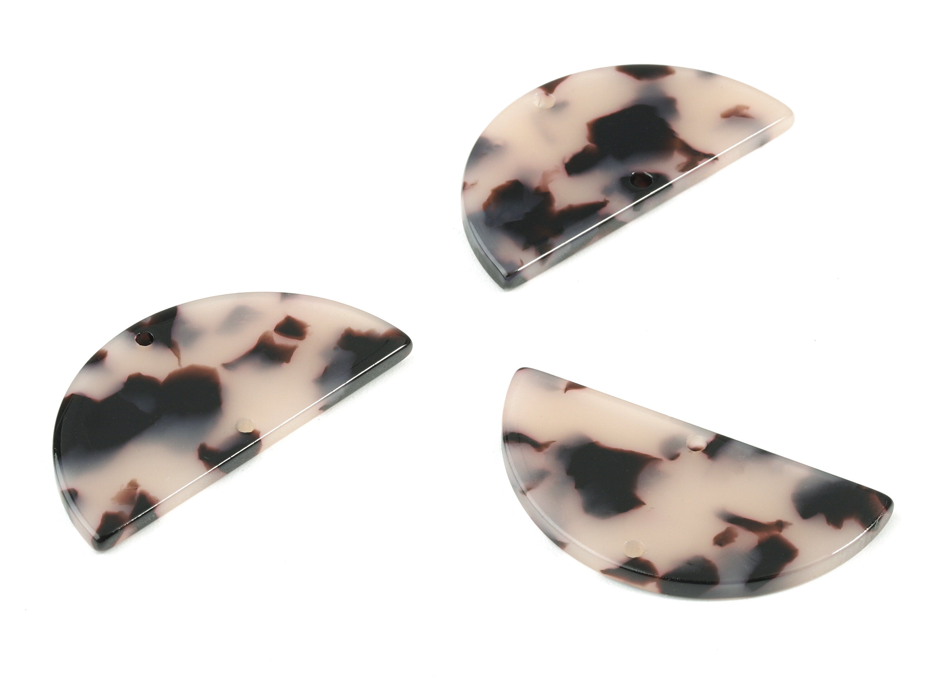 Acetate Semicircle Connector - Half Moon Earrings Blonde Tortoise Shell Earring 2 Holes - Color Code:A06 - 37.2x18.55x2.4mm - AC1794-A06 - DOMEDBAZAAR