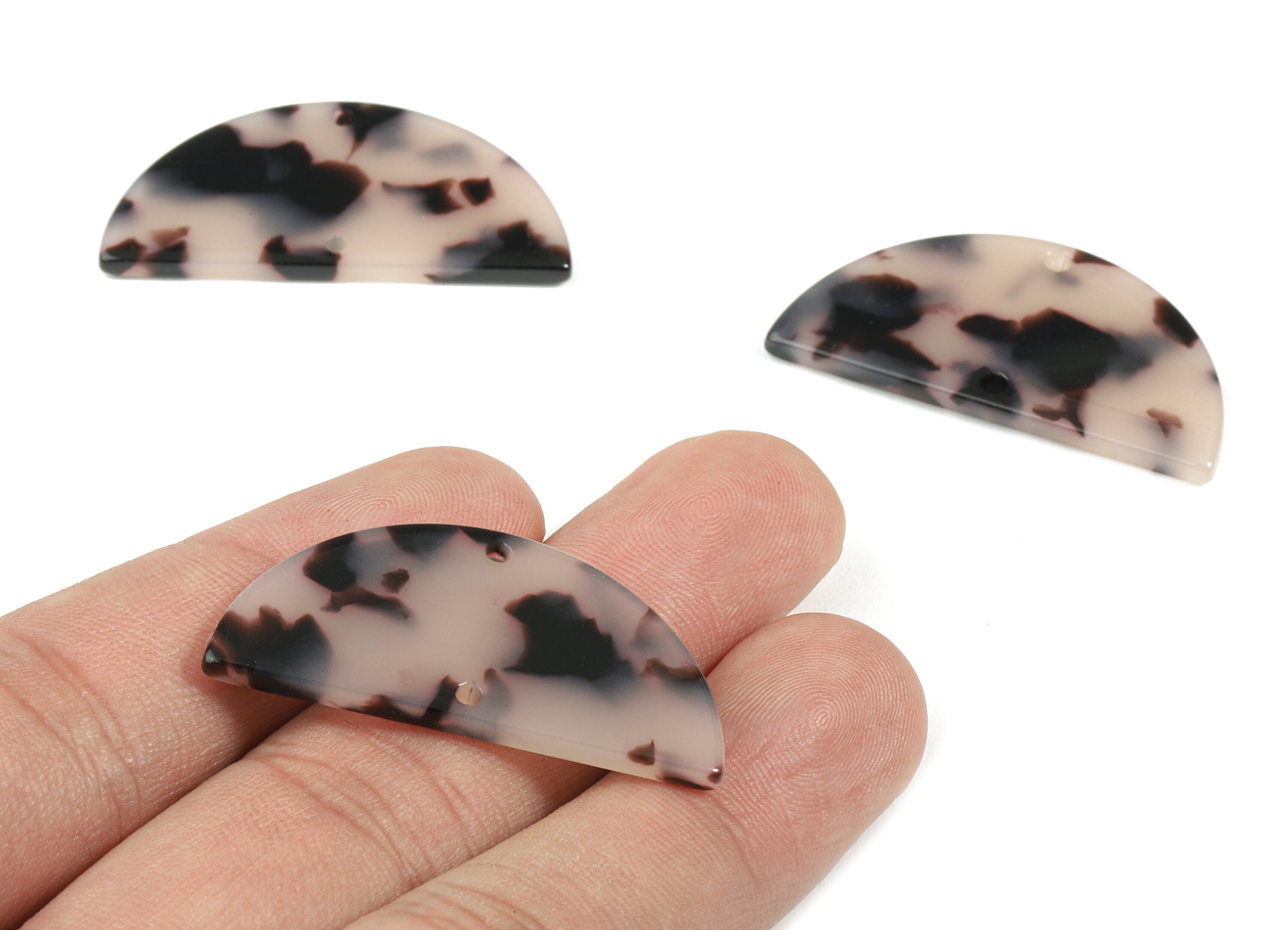 Acetate Semicircle Connector - Half Moon Earrings Blonde Tortoise Shell Earring 2 Holes - Color Code:A06 - 37.2x18.55x2.4mm - AC1794-A06 - DOMEDBAZAAR