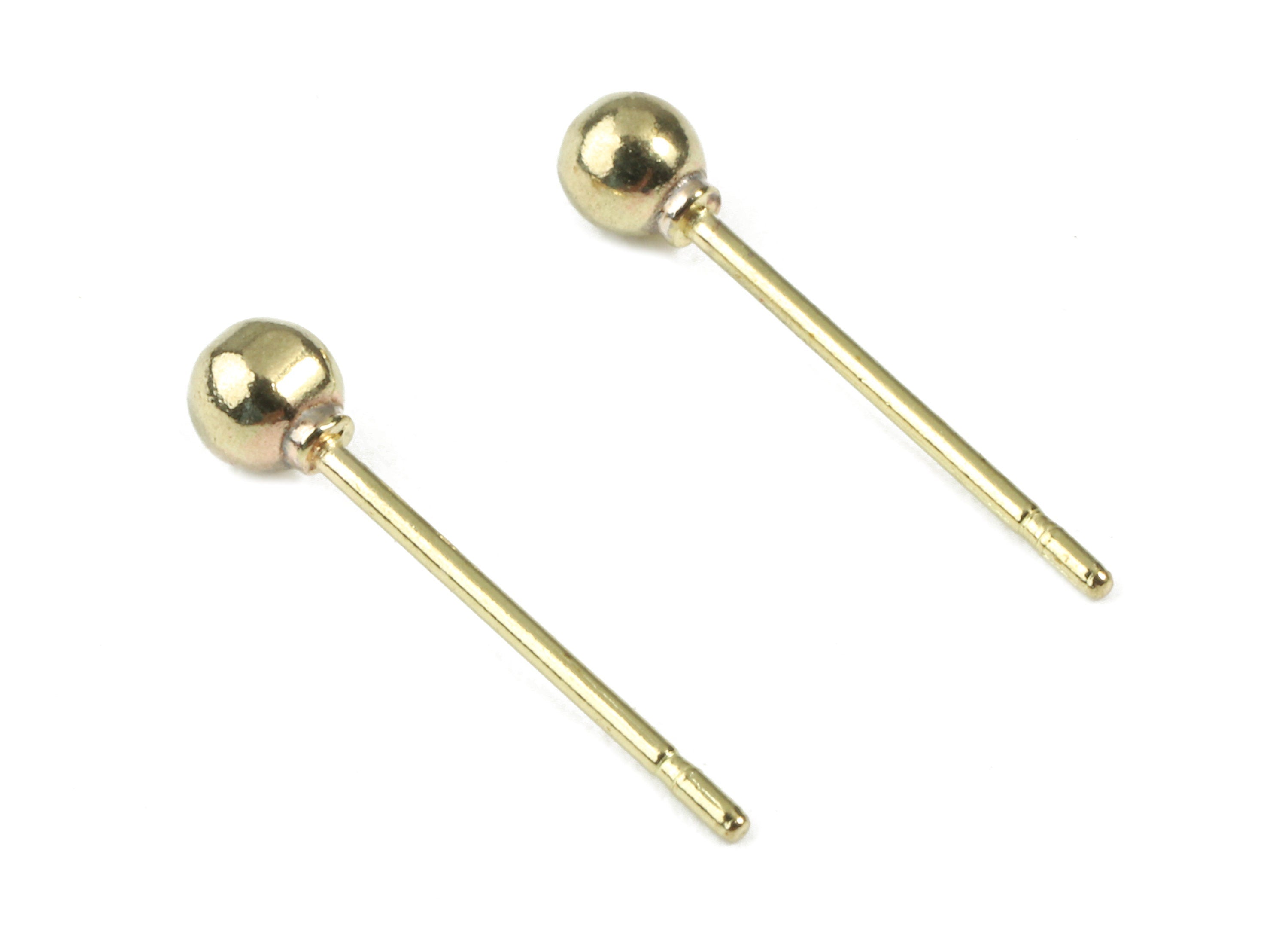 Brass Ball Earring Studs - Raw Brass Earring Posts - Gold Tone Plated - Earring Charms - Jewelry Supplies - 14.81x2.93mm - PP2979 - DOMEDBAZAAR