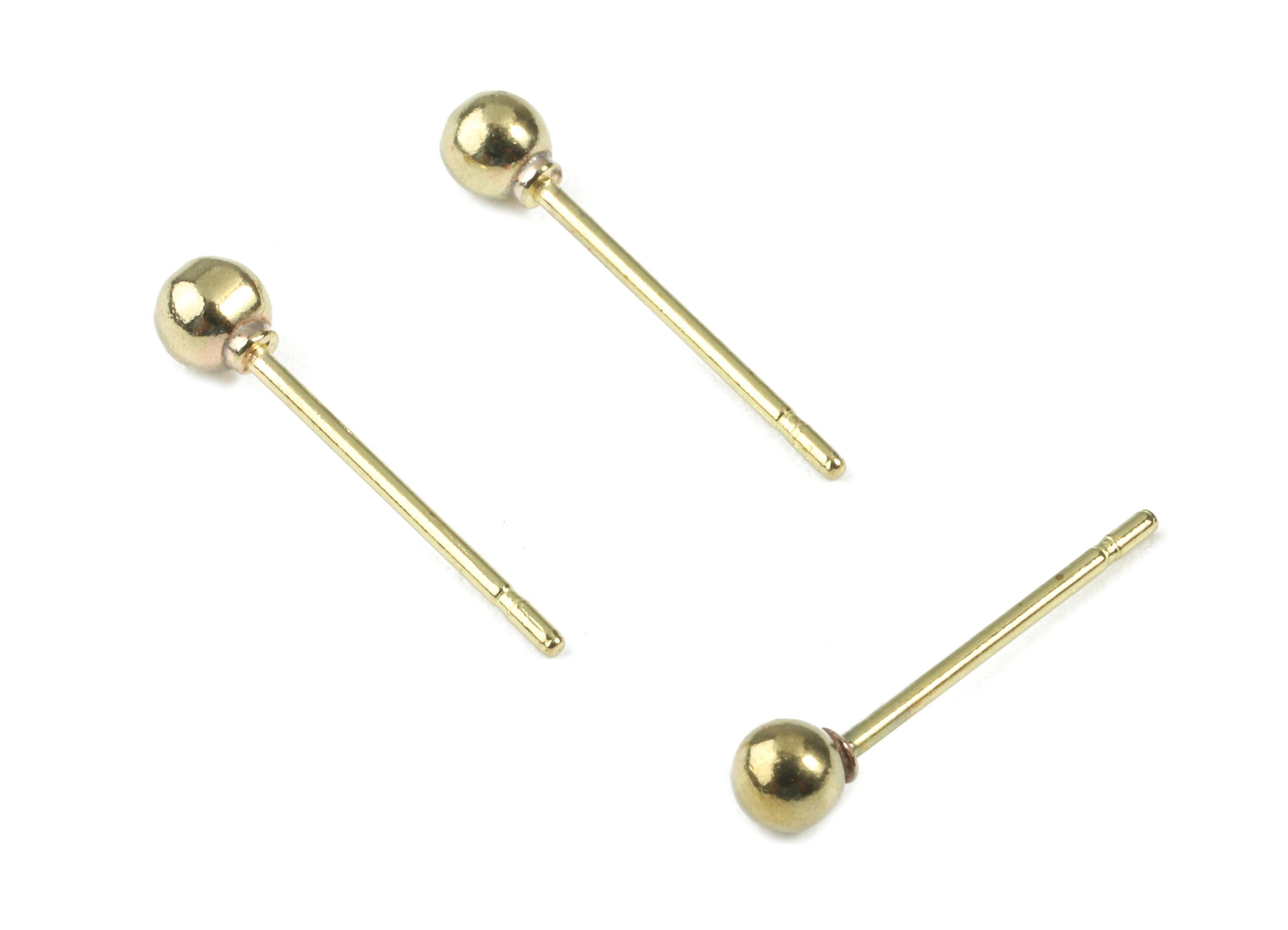 Brass Ball Earring Studs - Raw Brass Earring Posts - Gold Tone Plated - Earring Charms - Jewelry Supplies - 14.81x2.93mm - PP2979 - DOMEDBAZAAR