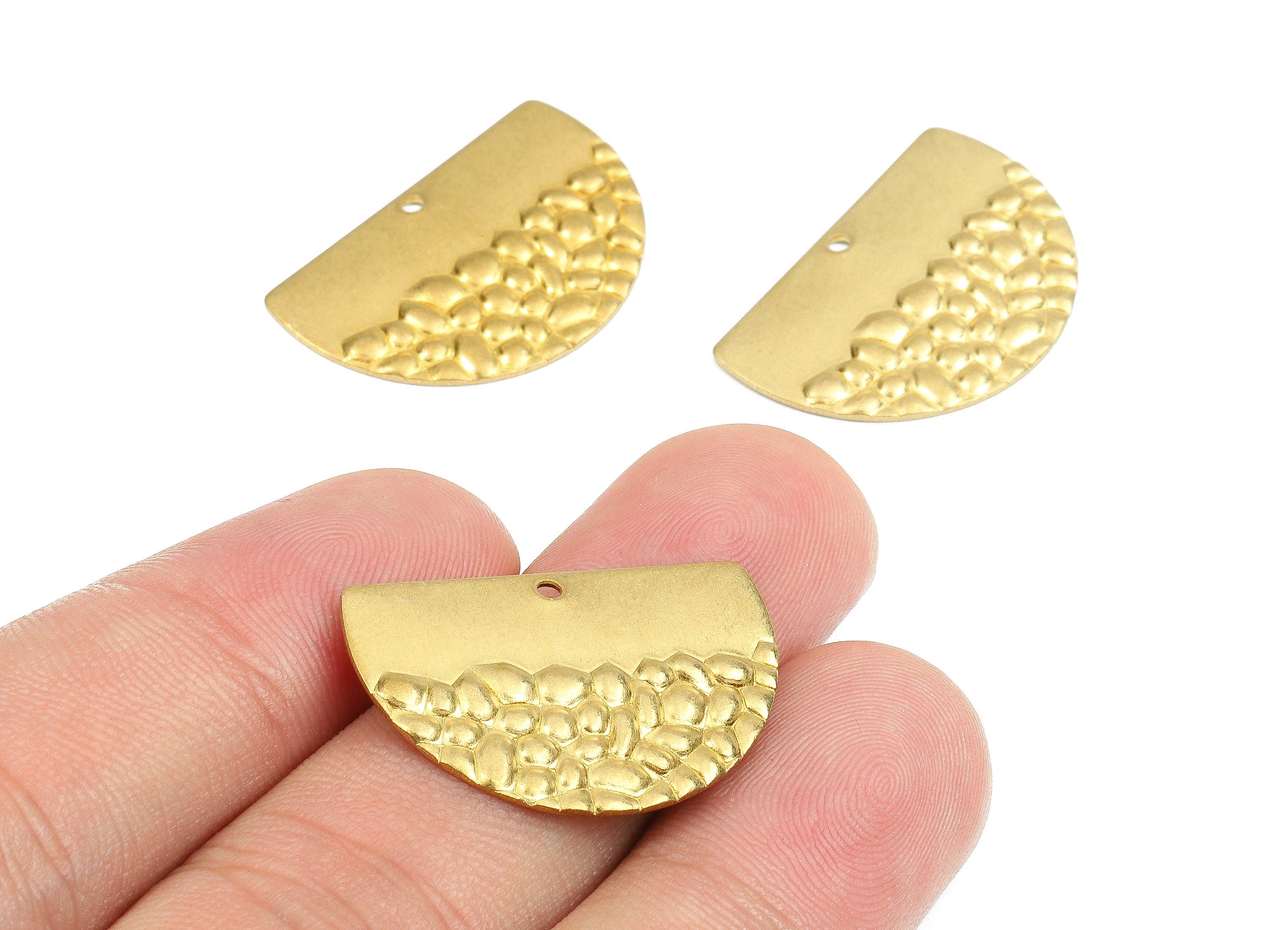 Brass Semicircle Charms - Raw Brass Wavy Semicircle Earrings and Pendant - Brass Semicircle Necklace - 26.59x17.63x1.57mm - PP2425 - DOMEDBAZAAR