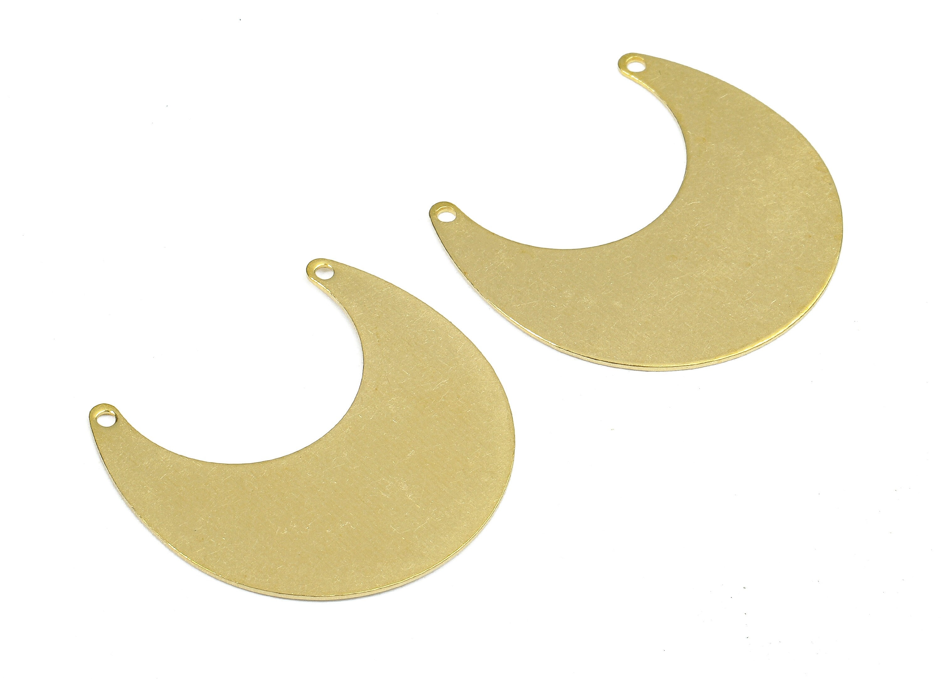 Personalized stamping blank - Brass Moon Connectors - Raw Brass Moon Pendant and Necklace - 25.06x23.02x0.79mm - PP2655 - DOMEDBAZAAR