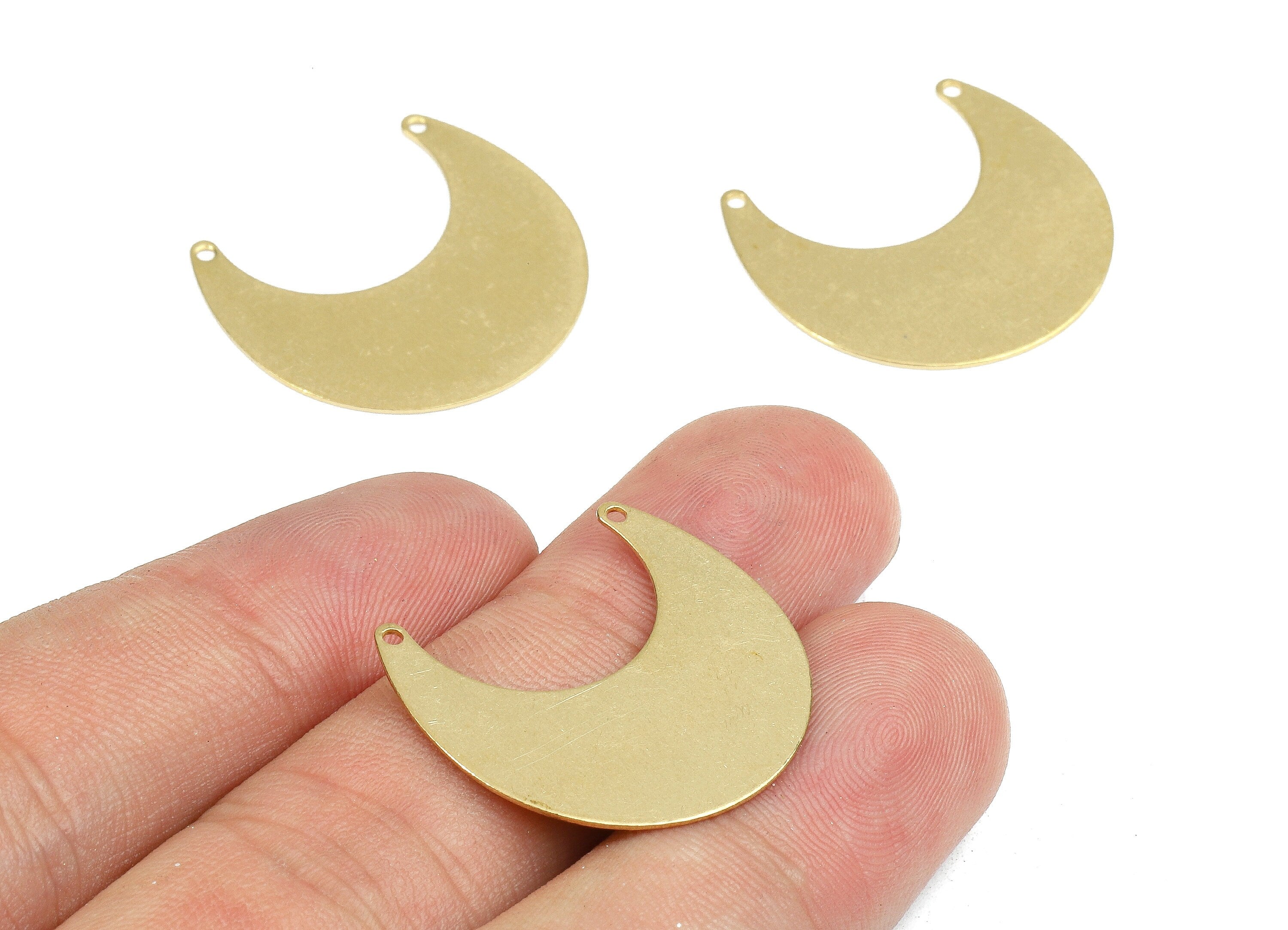 Personalized stamping blank - Brass Moon Connectors - Raw Brass Moon Pendant and Necklace - 25.06x23.02x0.79mm - PP2655 - DOMEDBAZAAR